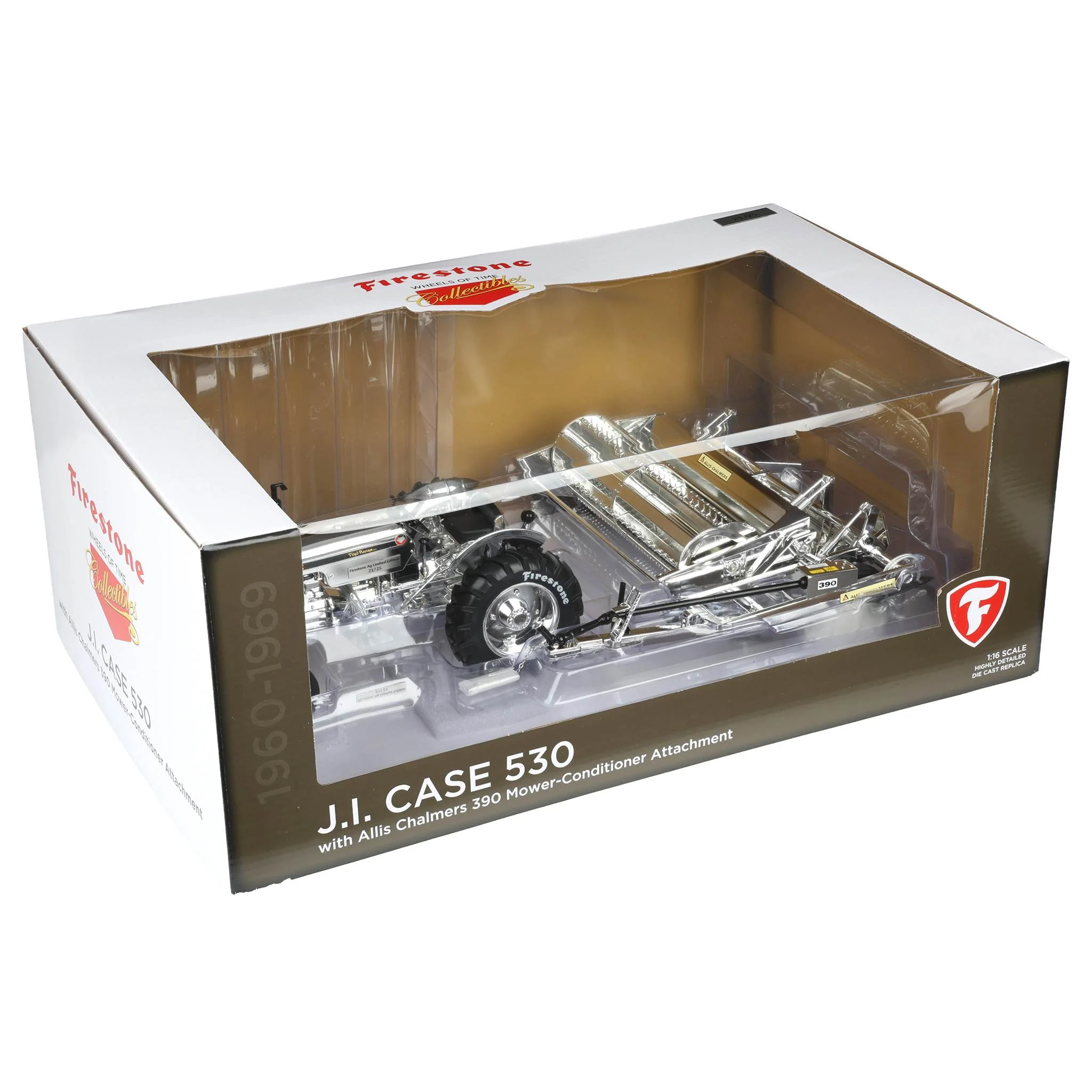 Chrome ~ 1/16 Case 530 Tractor with Wide Front & Allis Chalmers 390 Mower Conditioner by SpecCast, 2026 Firestone Series - Image 3