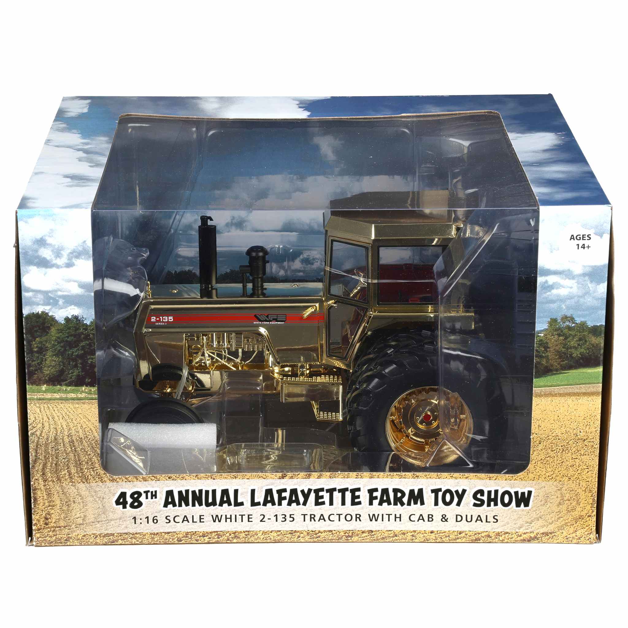 Chrome Set of 2 ~ 1/16 White 2-135 Red Stripe Tractor with Rear Duals by SpecCast, 2026 Lafayette Farm Toy Show - Image 2