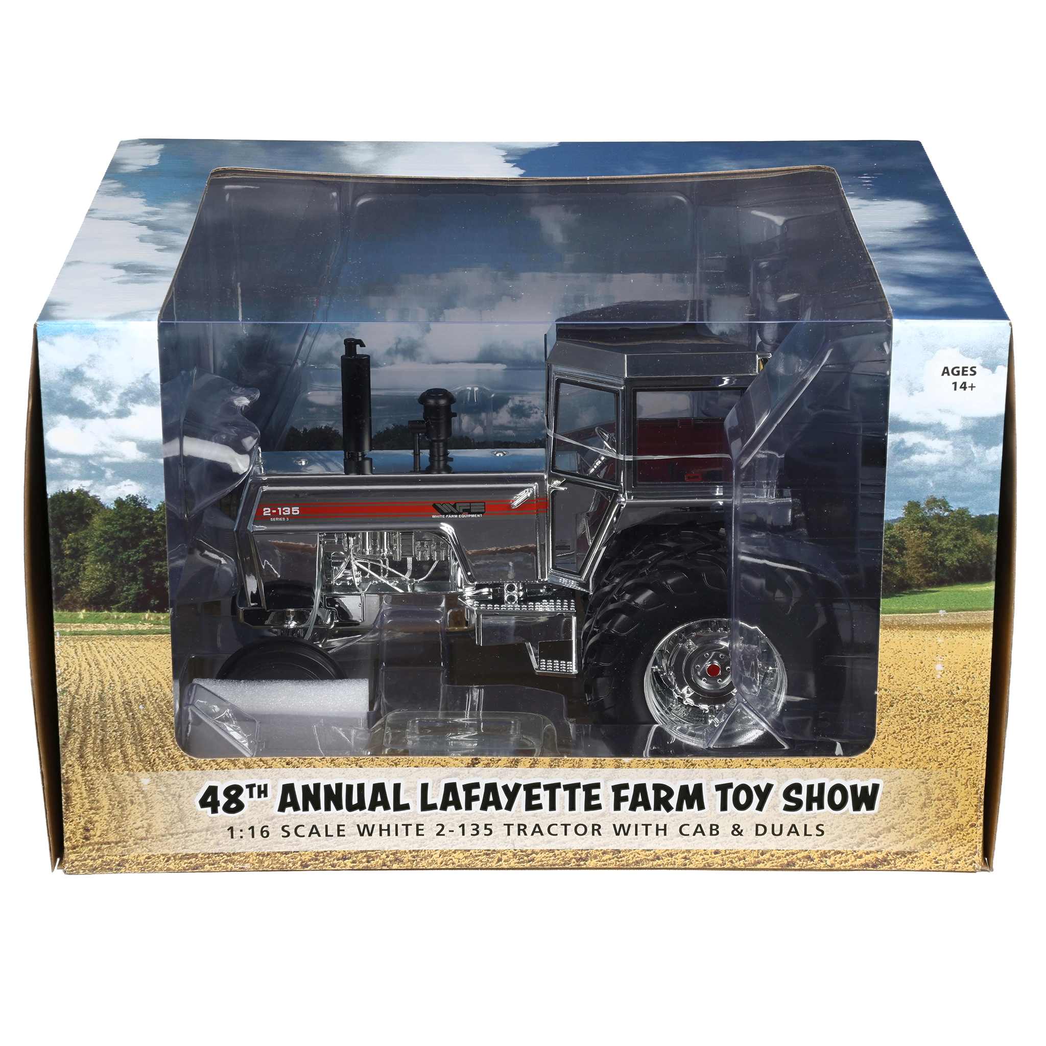 Chrome Set of 2 ~ 1/16 White 2-135 Red Stripe Tractor with Rear Duals by SpecCast, 2026 Lafayette Farm Toy Show - Image 3