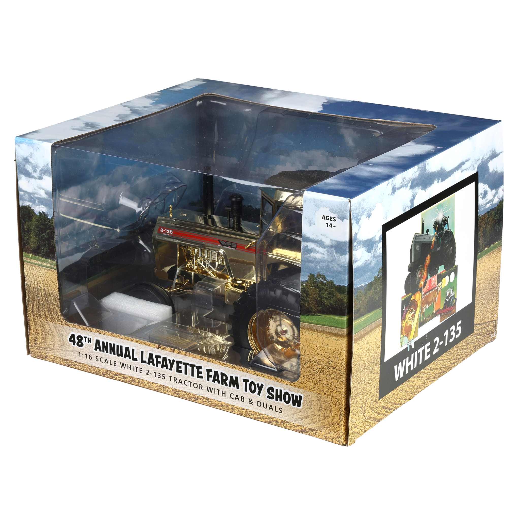 Chrome Set of 2 ~ 1/16 White 2-135 Red Stripe Tractor with Rear Duals by SpecCast, 2026 Lafayette Farm Toy Show - Image 4