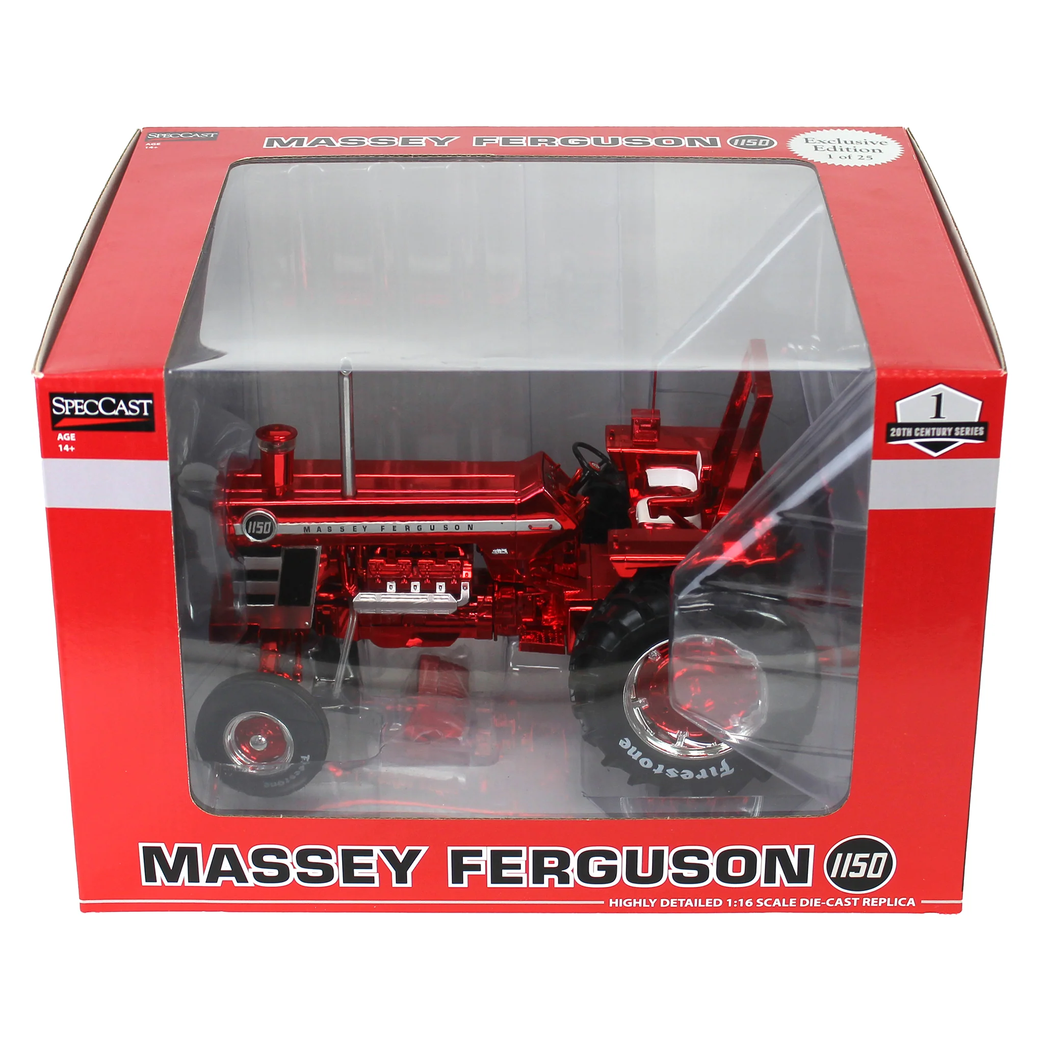 Chrome Set of 4 ~ 1/16 Massey Ferguson 1150 Tractors with Firestone Tires, Outback Toys Exclusive - Image 5