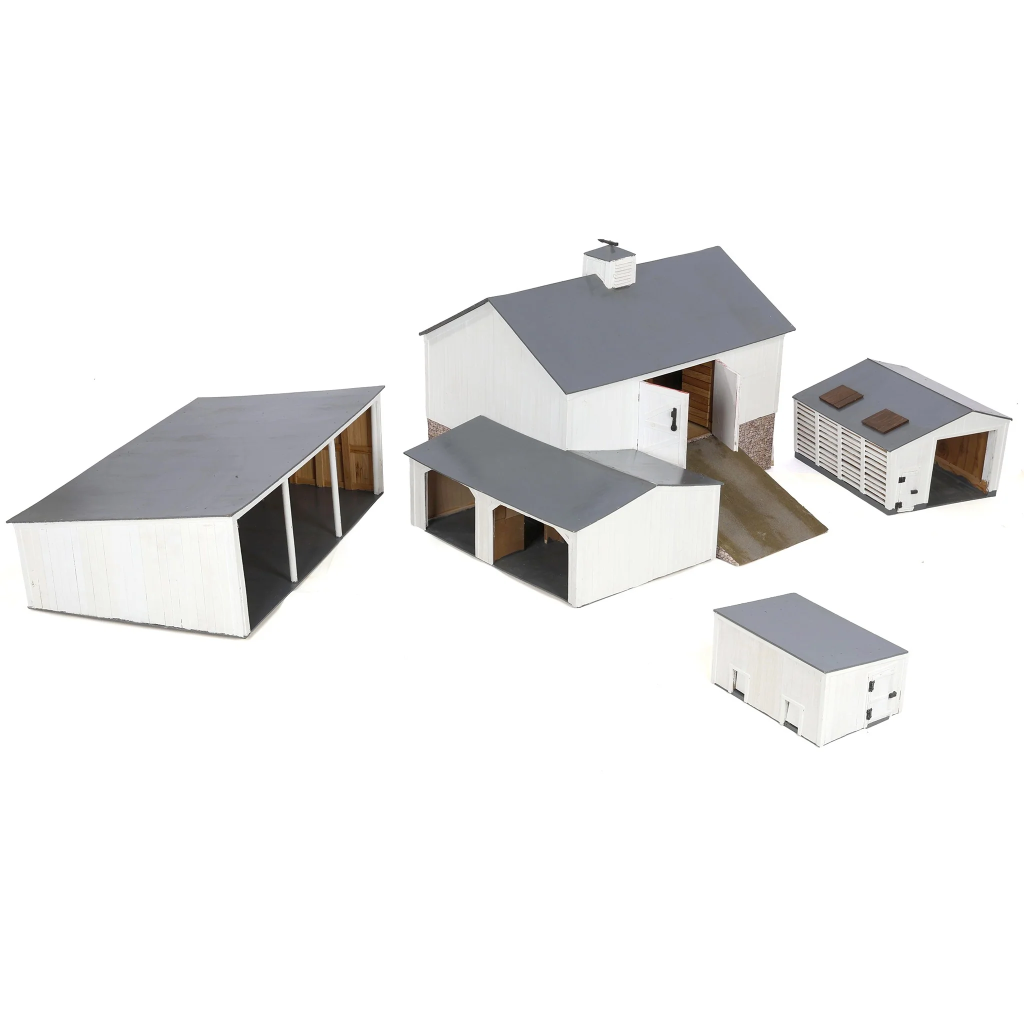 Custom Built White Farm Set with Barn, Equipment Sheds, Chicken House and Corn Crib