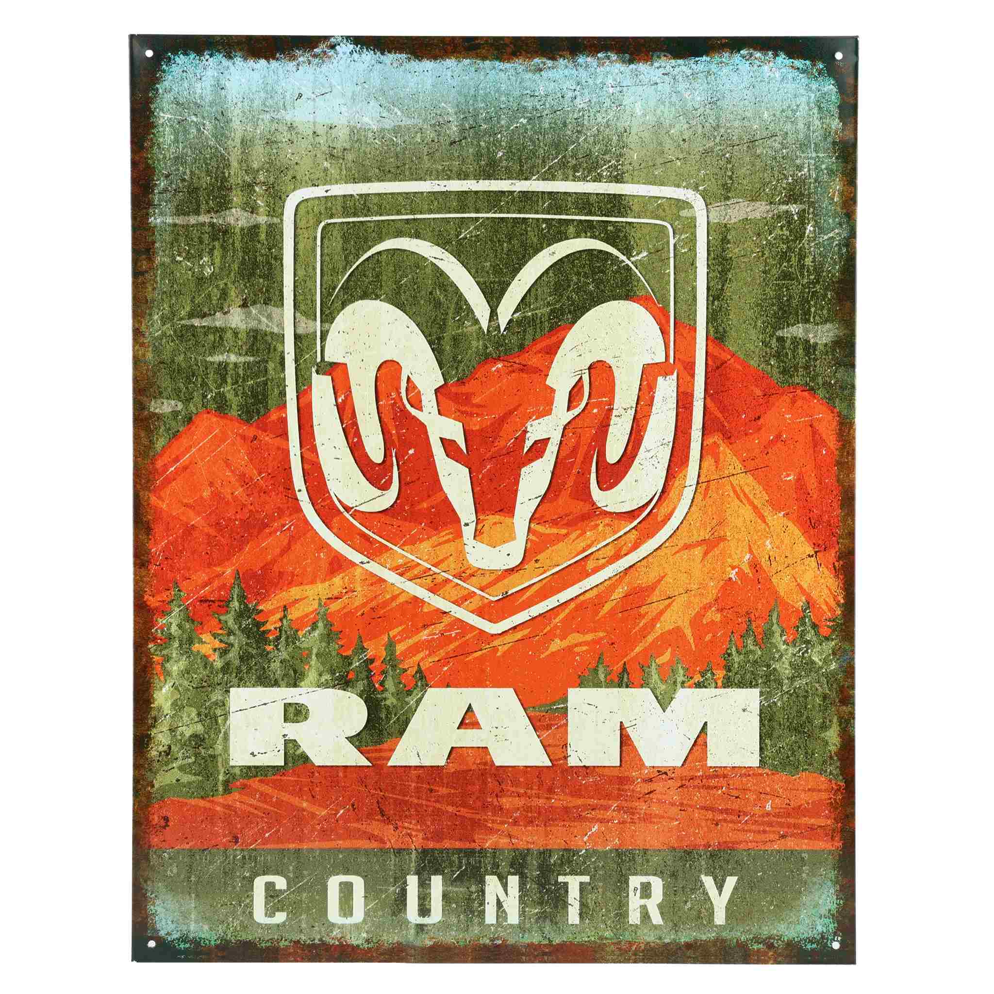 Dodge RAM Country Mountain Scene 16" x 12.5" Tin Sign