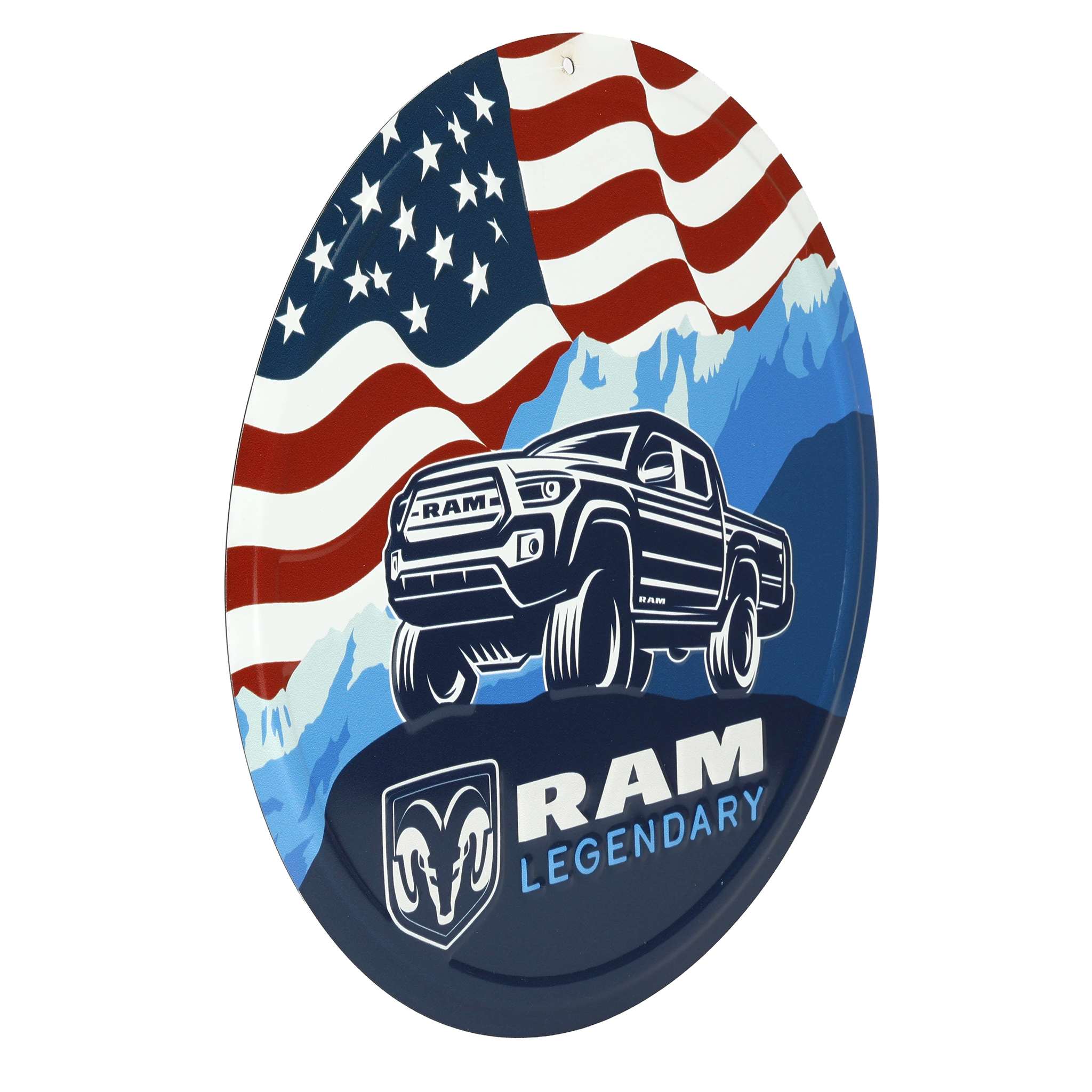 Dodge RAM Legendary Embossed 11.75in Round Tin Sign - Image 2