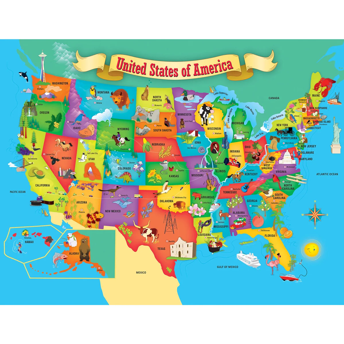 Explorer Puzzles USA Map 60 Piece Puzzle - Image 2