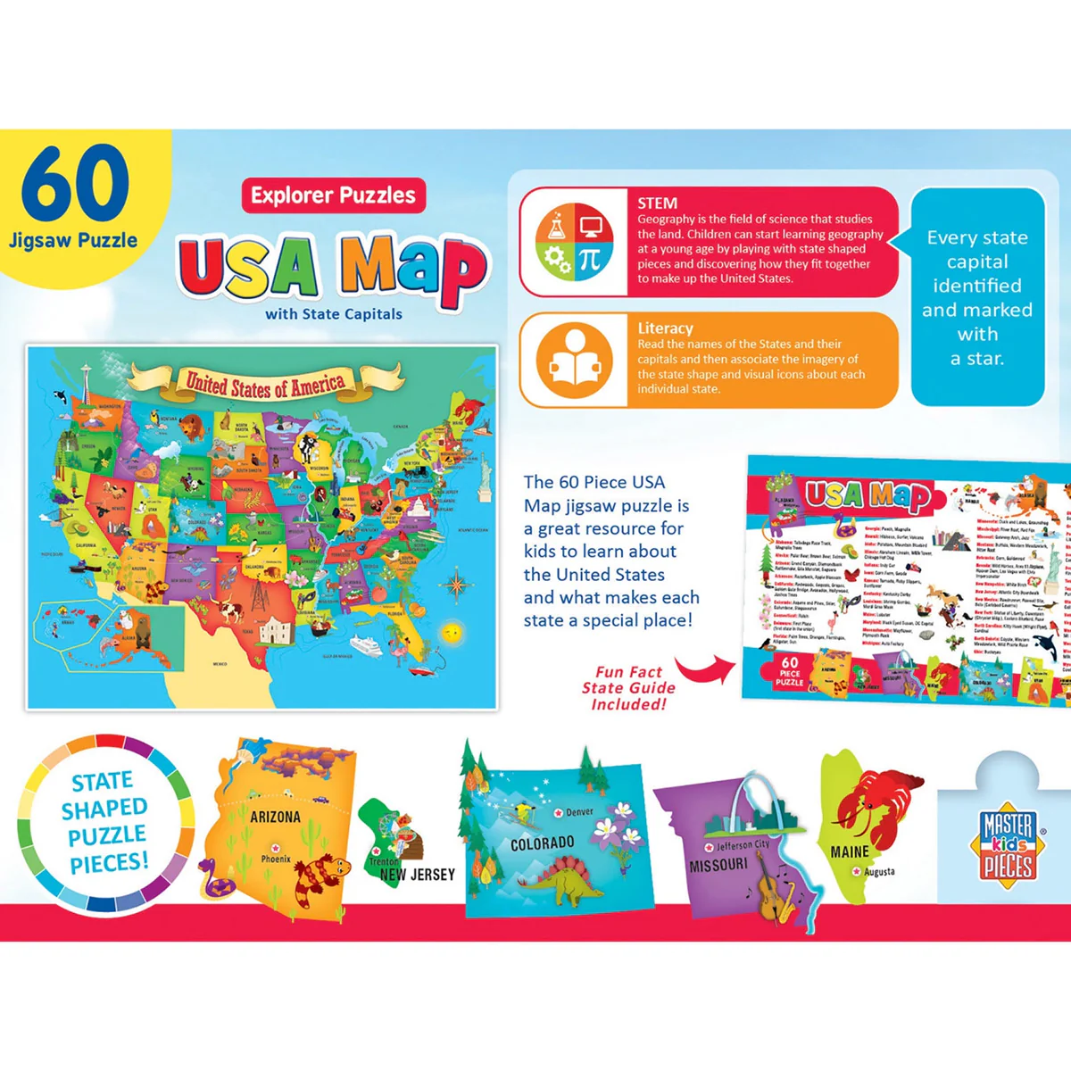 Explorer Puzzles USA Map 60 Piece Puzzle - Image 3