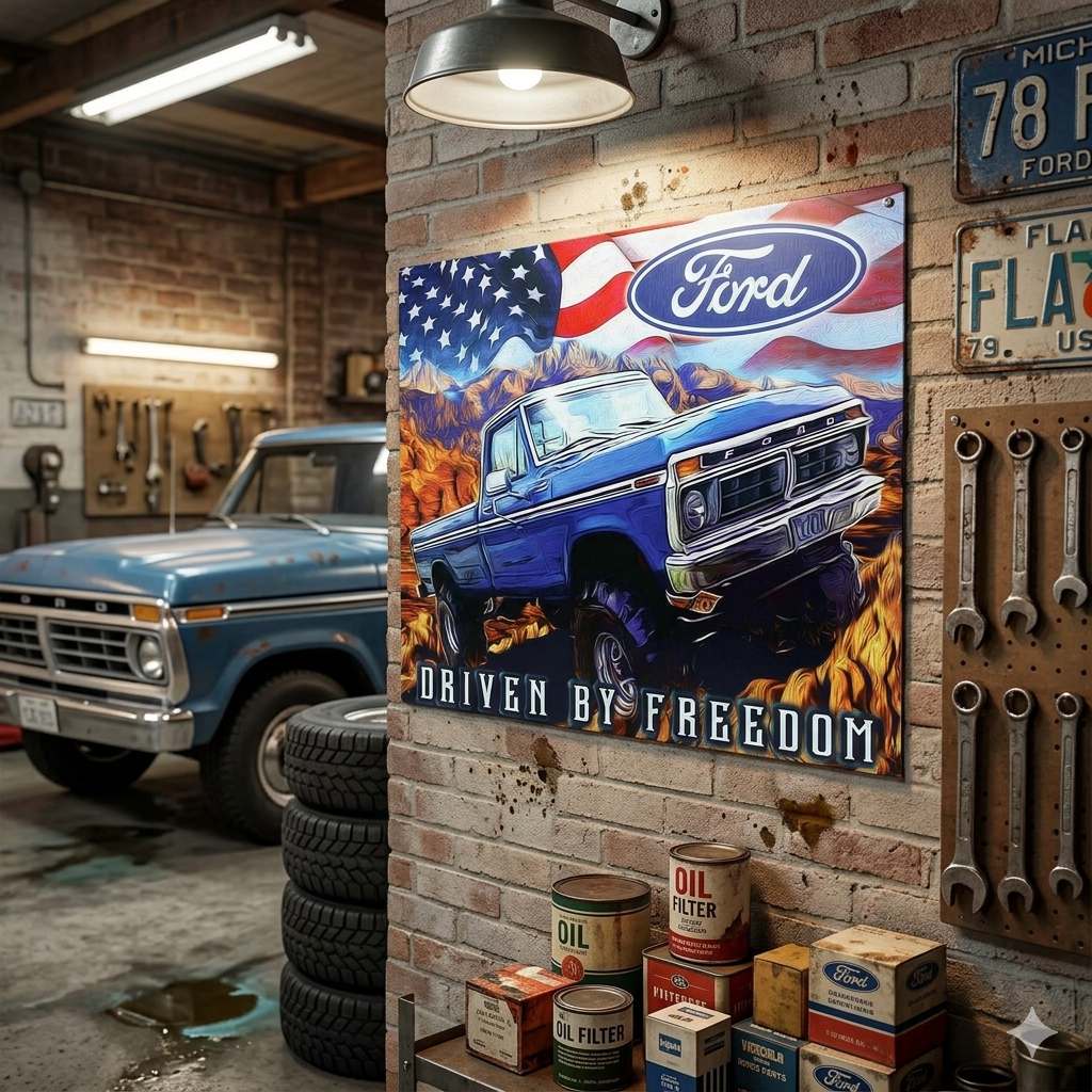 Ford Driven By Freedom Artwork Tin Sign 16" x 12.5" - Image 4
