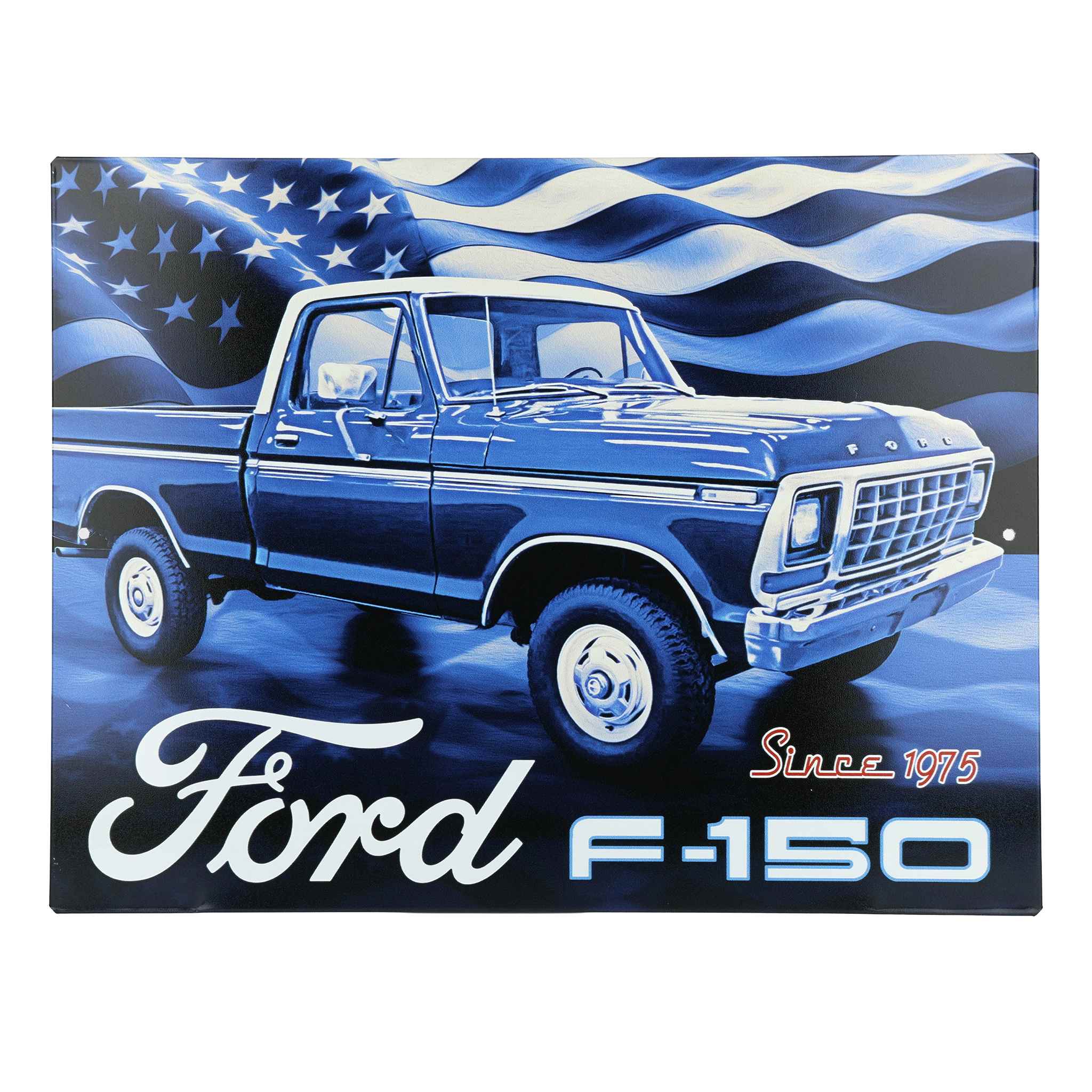 Ford F-150 Since 1975 Patriotic Artwork Tin Sign 10.75" x 8.25"