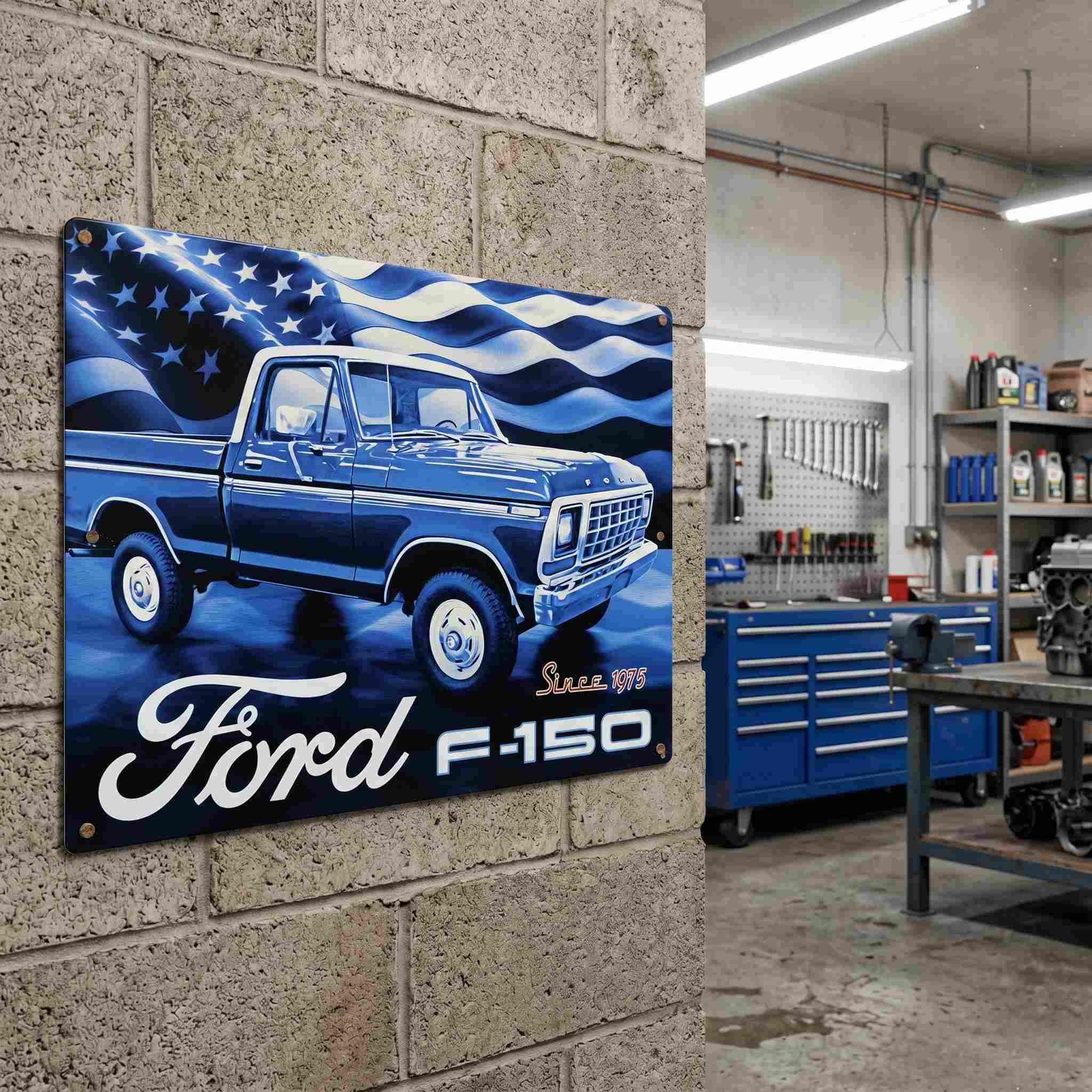 Ford F-150 Since 1975 Patriotic Artwork Tin Sign 10.75" x 8.25" - Image 4