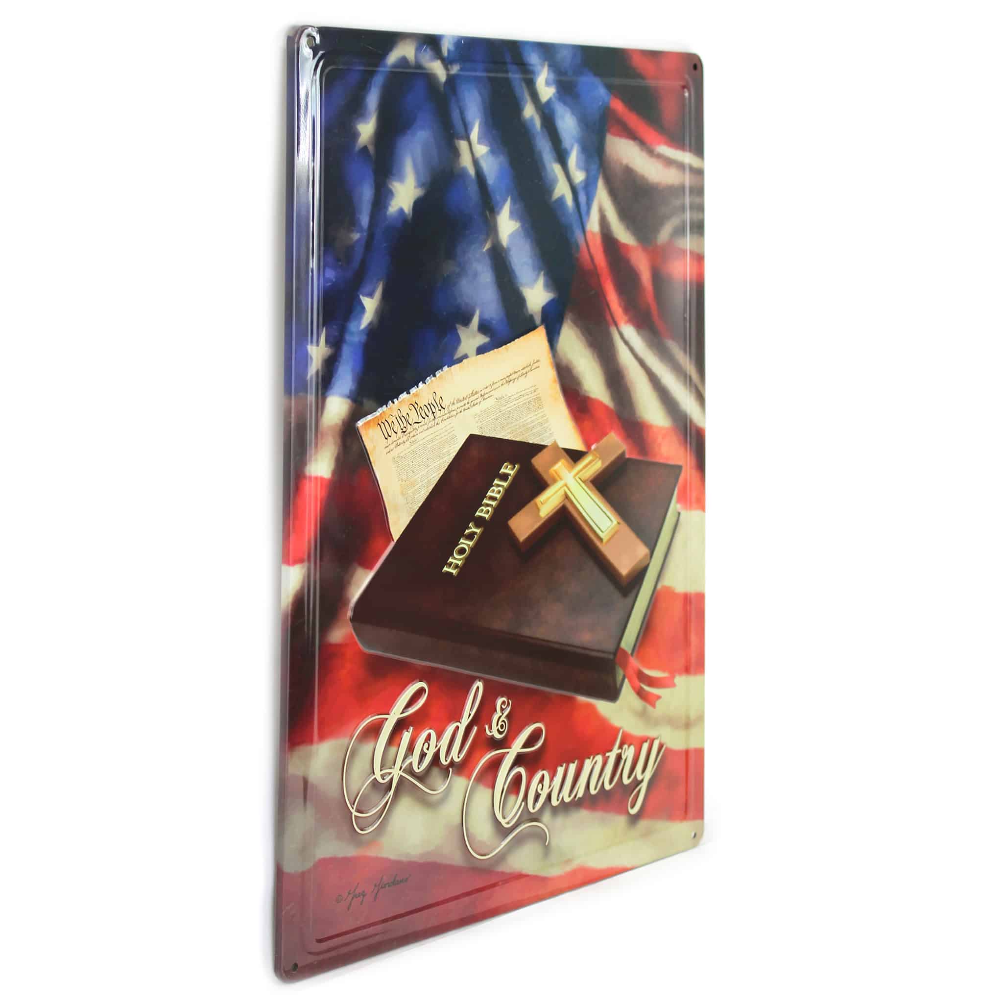 God & Country Holy Bible 12in x 17in Tin Sign - Image 2