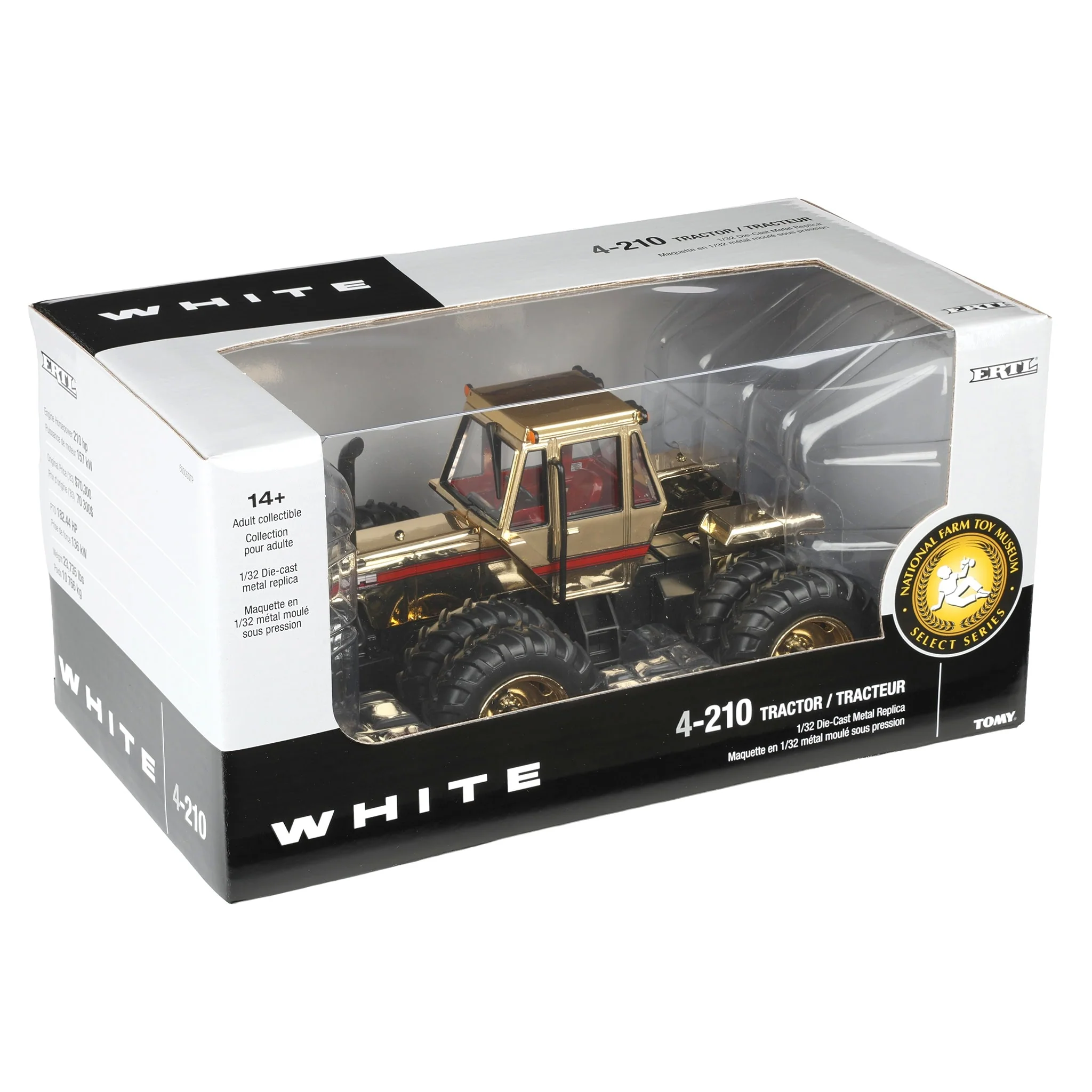 Gold Chrome ~ 1/32 White 4-210 4WD Tractor with Duals, 2024 National Farm Toy Museum by ERTL - Image 3