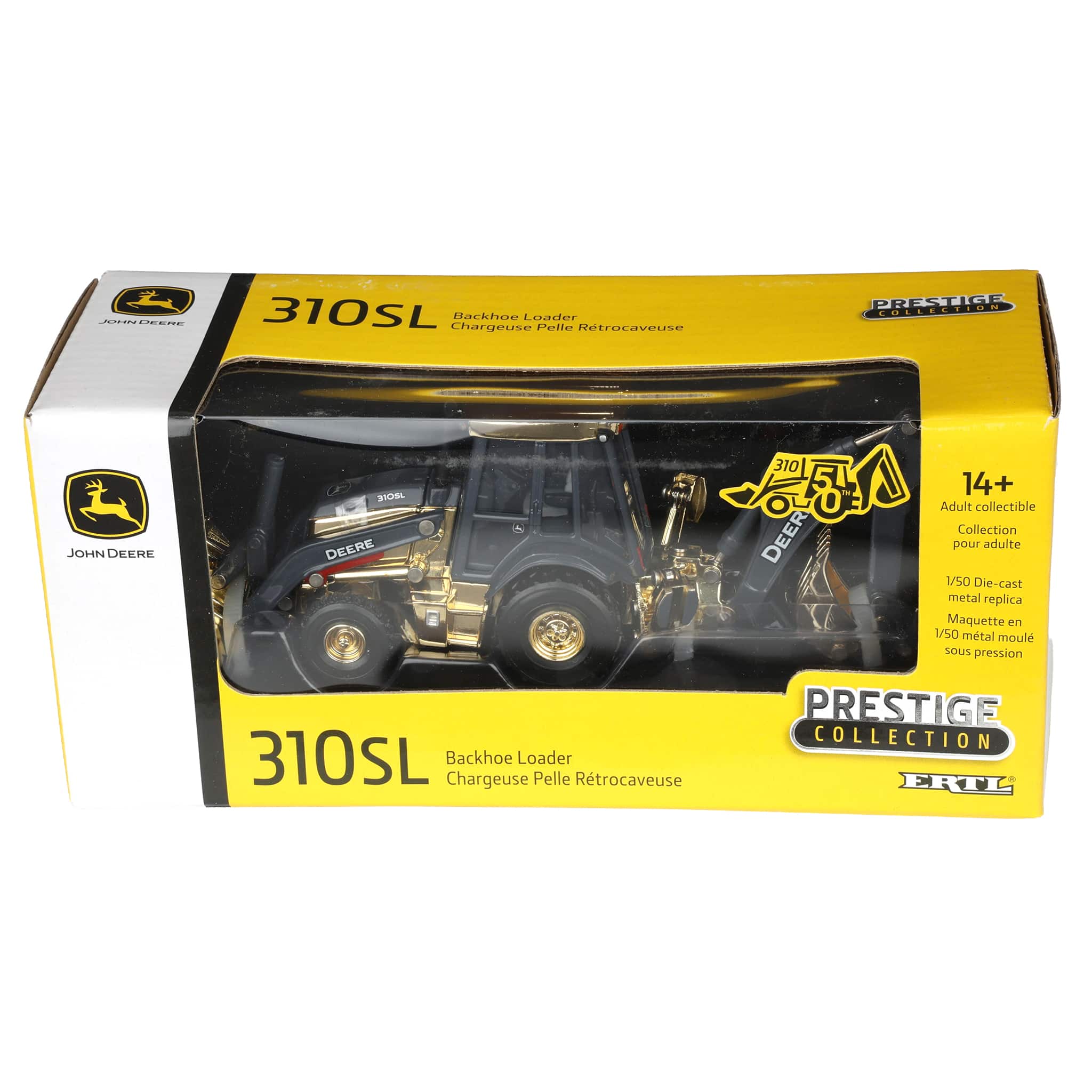 Gold Chrome ~ 1/50 John Deere 310SL Backhoe Loader, ERTL Prestige Collection