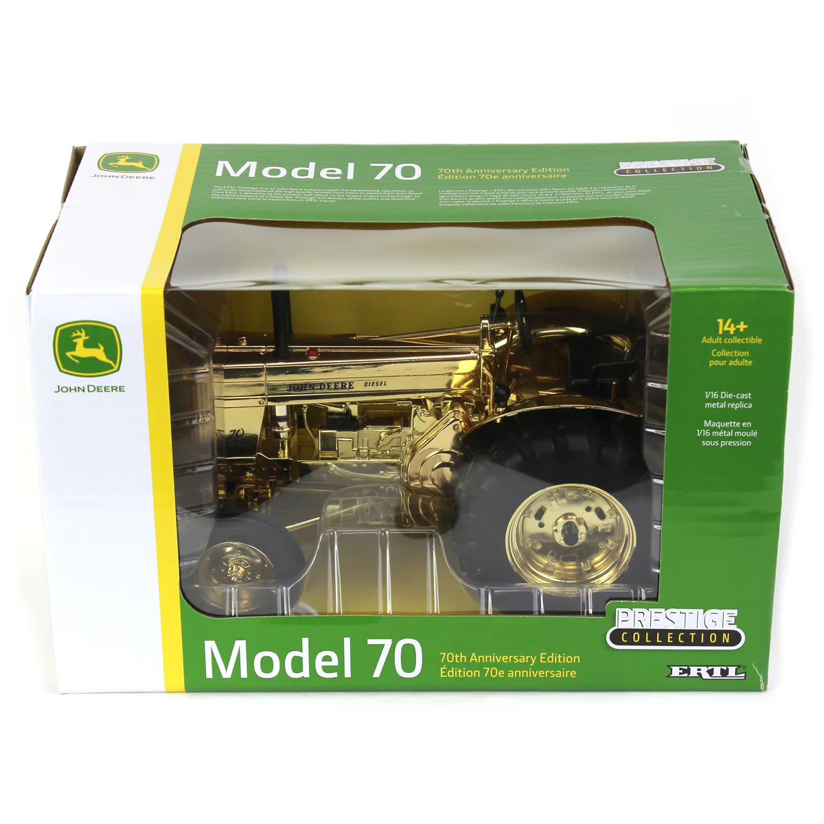 Gold Chrome Chase Unit ~ 1/16 John Deere 70 Tractor with Wide Front, 70th Anniversary Collector Edition