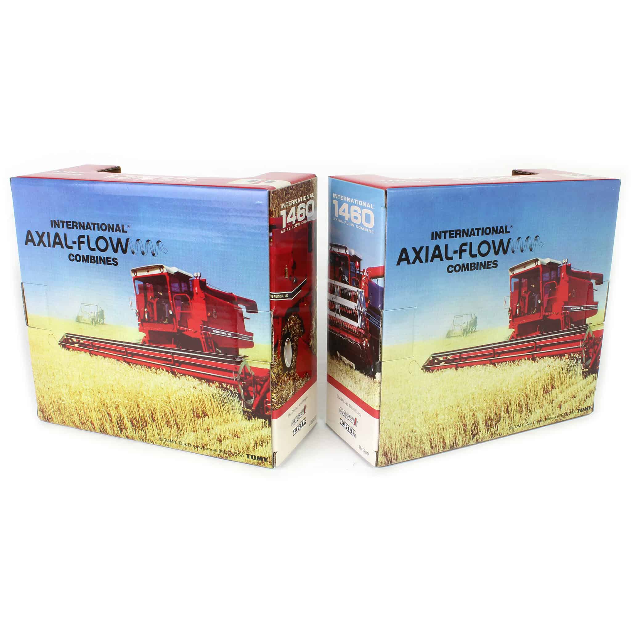 Gold & Red Chrome Set ~ 1/64 International 1460 Combine with Rear Wheel Assist, Corn Head & Grain Head by ERTL - Image 4