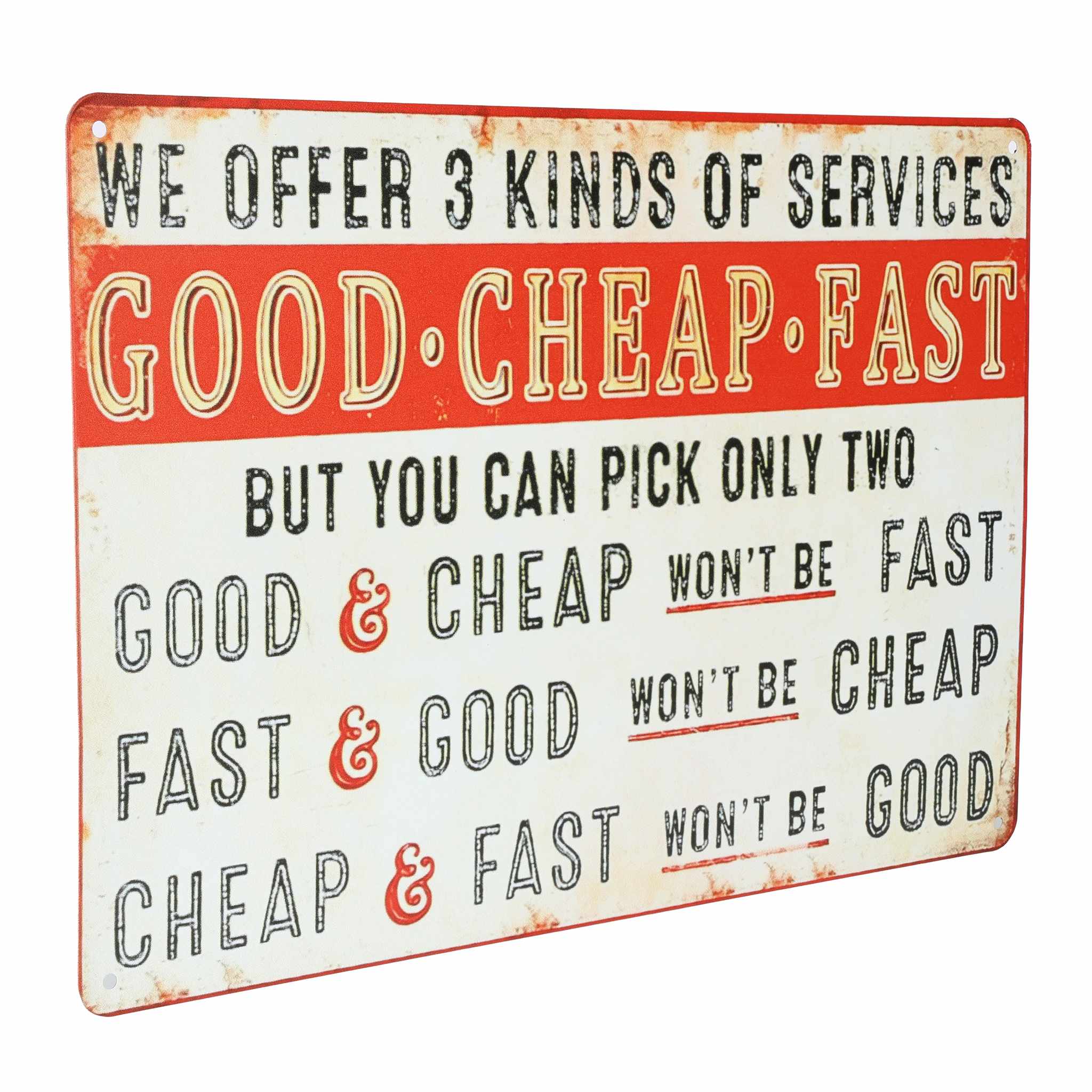 Good-Cheap-Fast Service Metal Sign, 12in x 8in - Image 2
