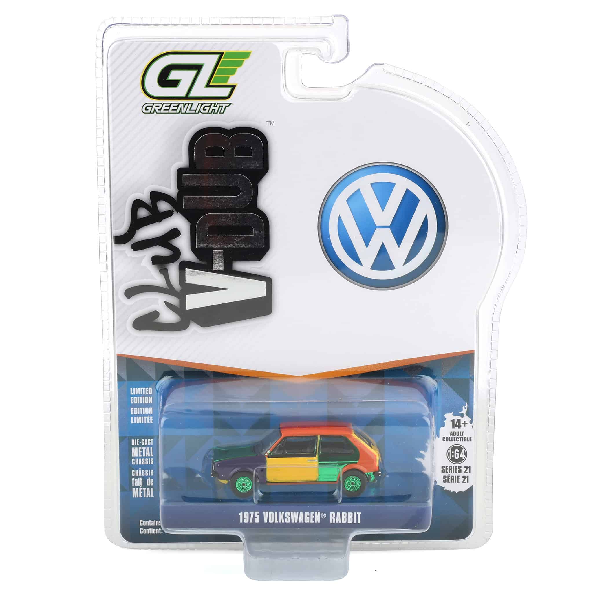 Green Chrome Chase ~ 1/64 1975 Volkswagen Rabbit Harlequin Tribute, Club Vee-Dub Series 21