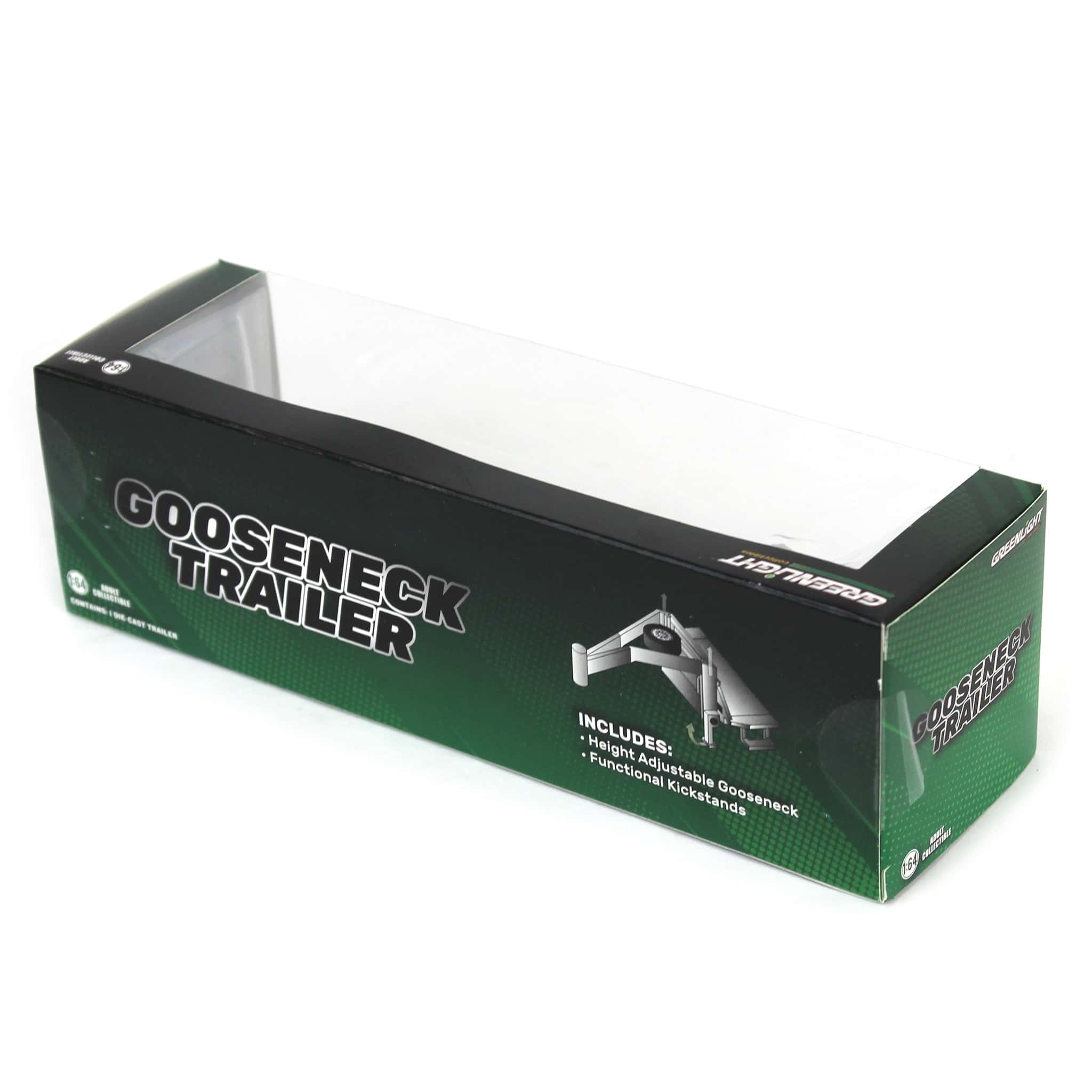 Green Chrome Chase Unit ~ 1/64 Lime Green Gooseneck Trailer with Red & White Conspicuity Stripes, Hobby Exclusive - Image 2