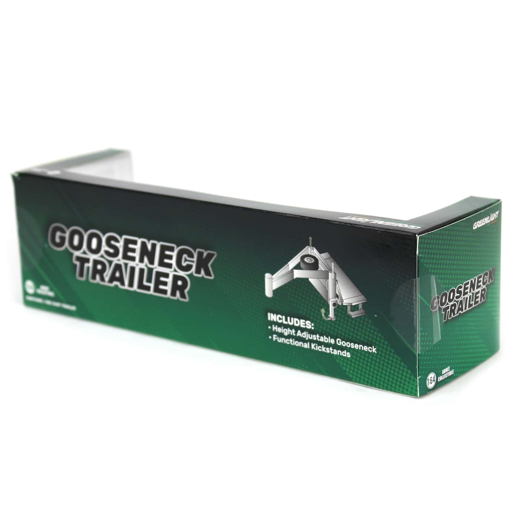 Green Chrome Chase Unit ~ 1/64 Weathered Gooseneck Trailer with Red & White Conspicuity Stripes, Hobby Exclusive - Image 2