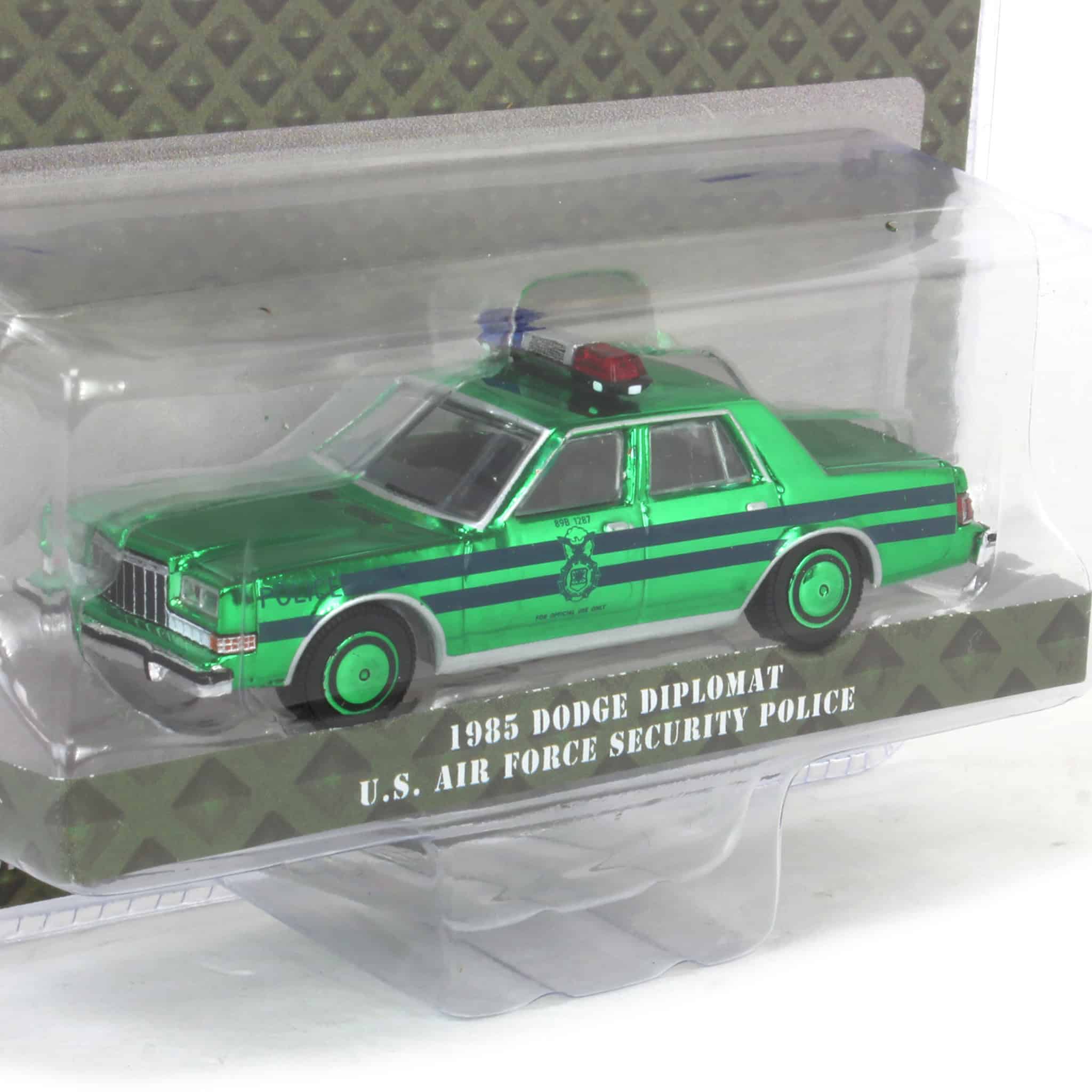 Green Chrome Machine ~ 1/64 1985 Dodge Diplomat, U.S. Air Force Security Police, Battalion 64 Series 5 - Image 2