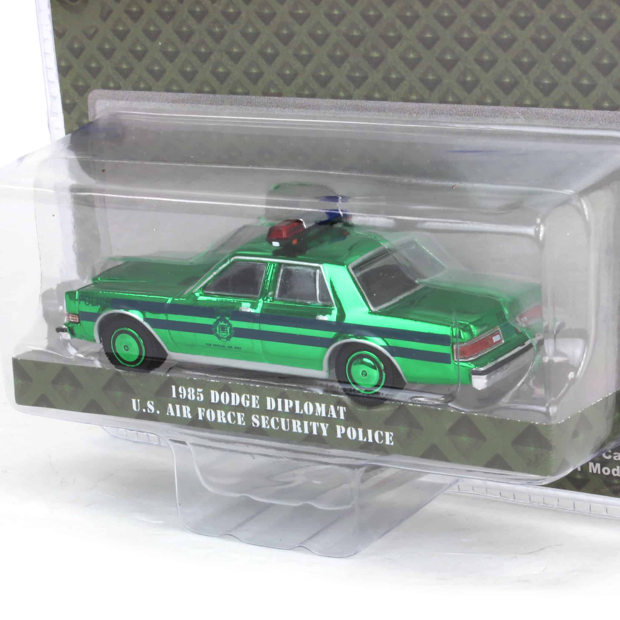 Green Chrome Machine ~ 1/64 1985 Dodge Diplomat, U.S. Air Force Security Police, Battalion 64 Series 5 - Image 3