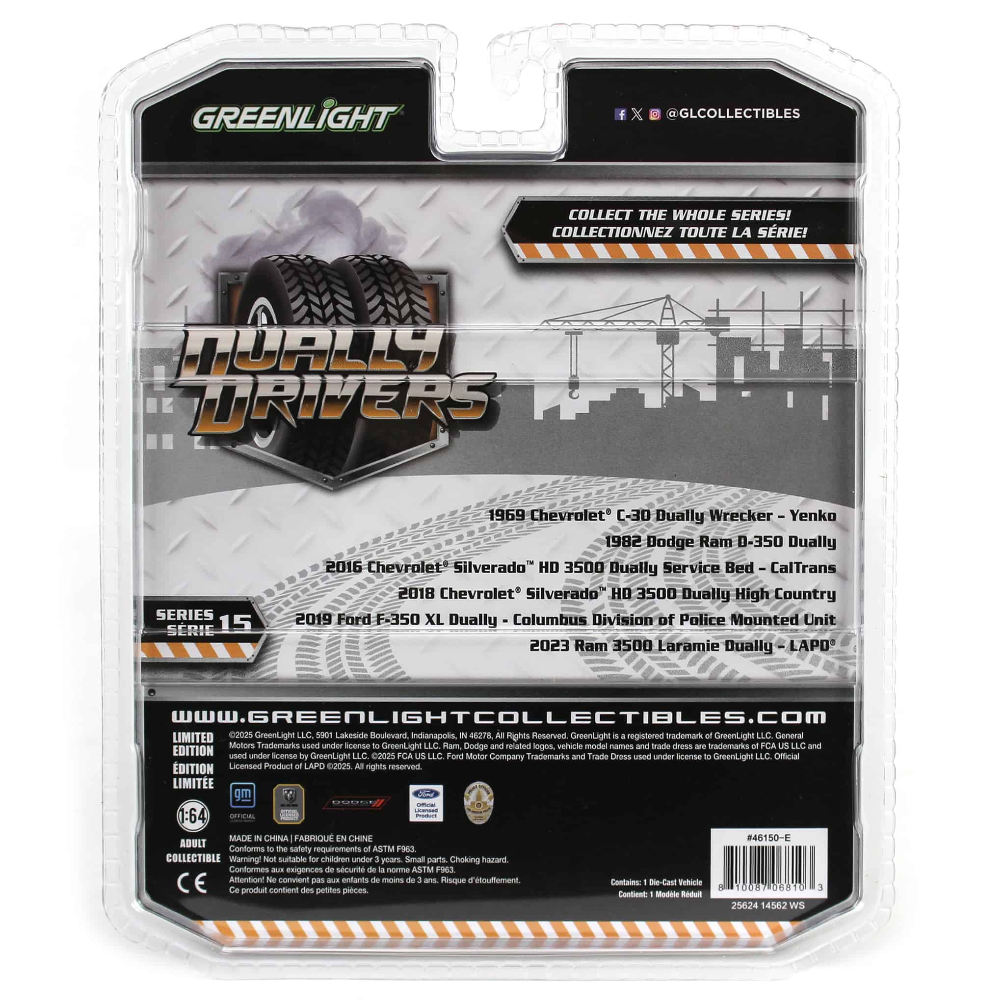 Green Chrome Super Chase ~ 1/64 2019 Ford F-350 XL Dually, Columbus Division of Police Mounted Unit, Dually Drivers Series 15 - Image 3