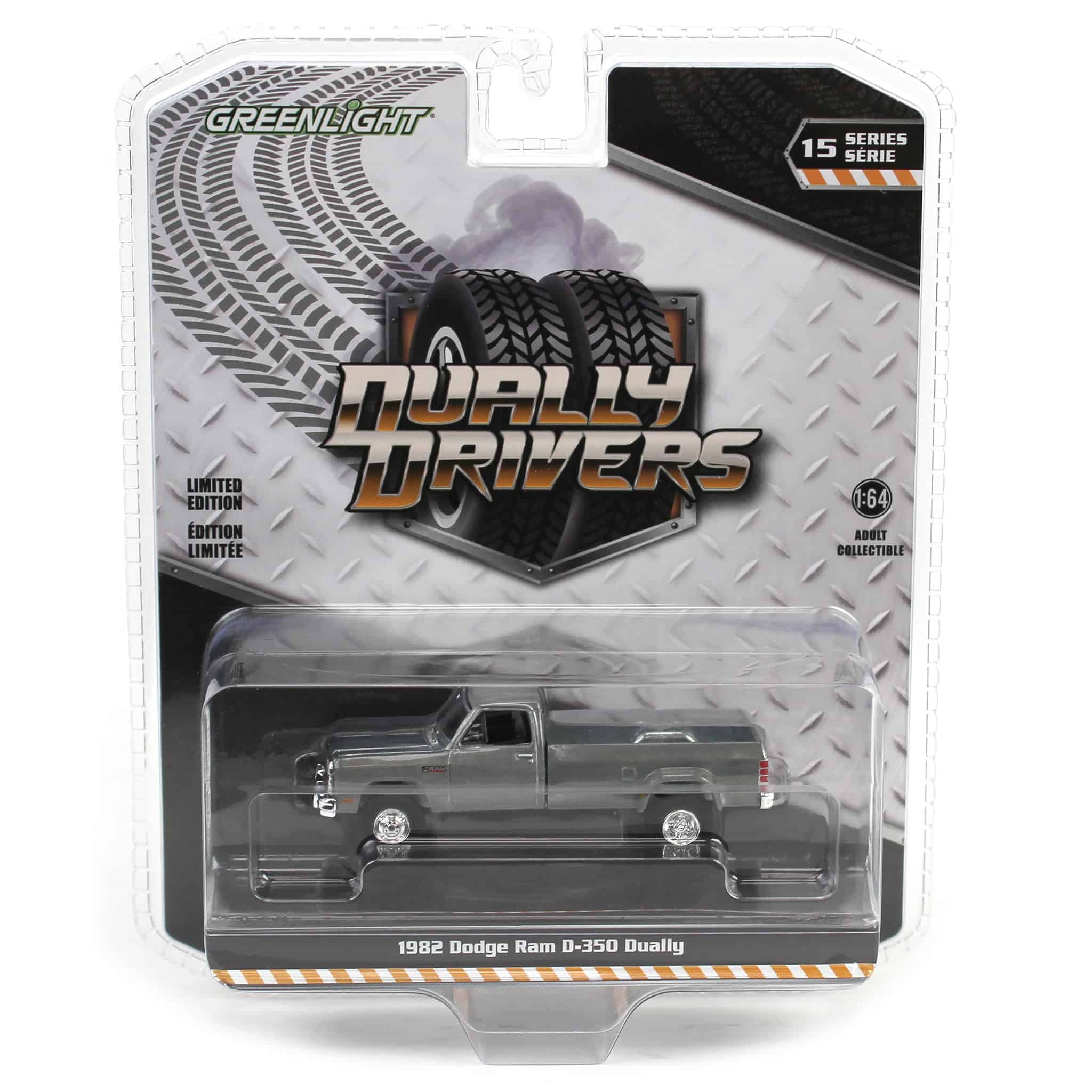 Raw Chase Unit ~ 1/64 1982 Dodge Ram D350 Dually, Construction Yellow, Dually Drivers Series 15