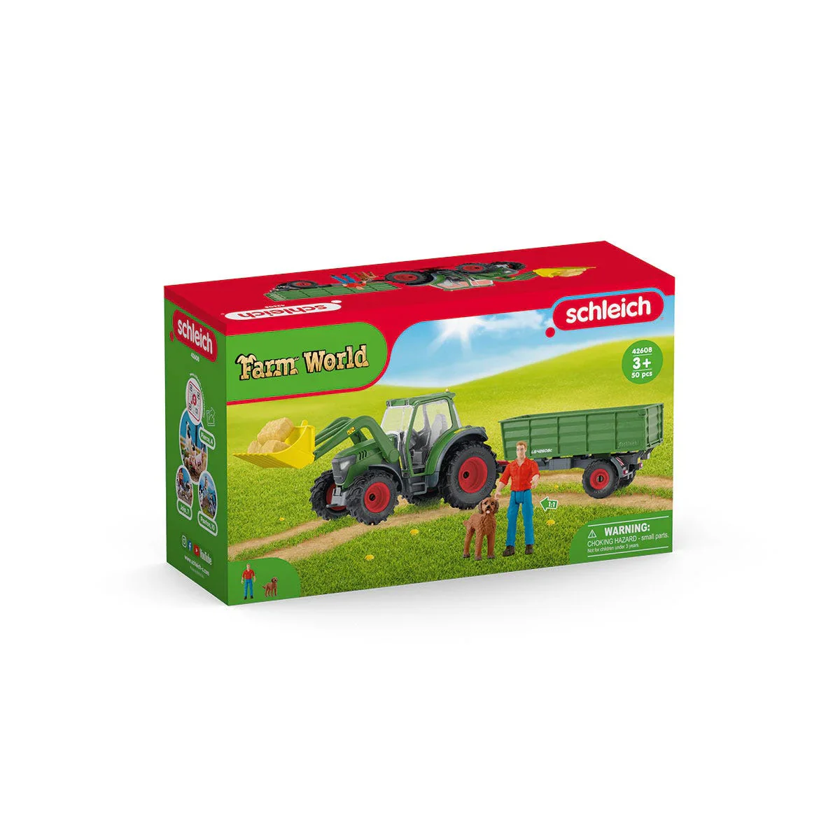 Green Tractor with Loader & Dump Trailer by Schleich - Image 6