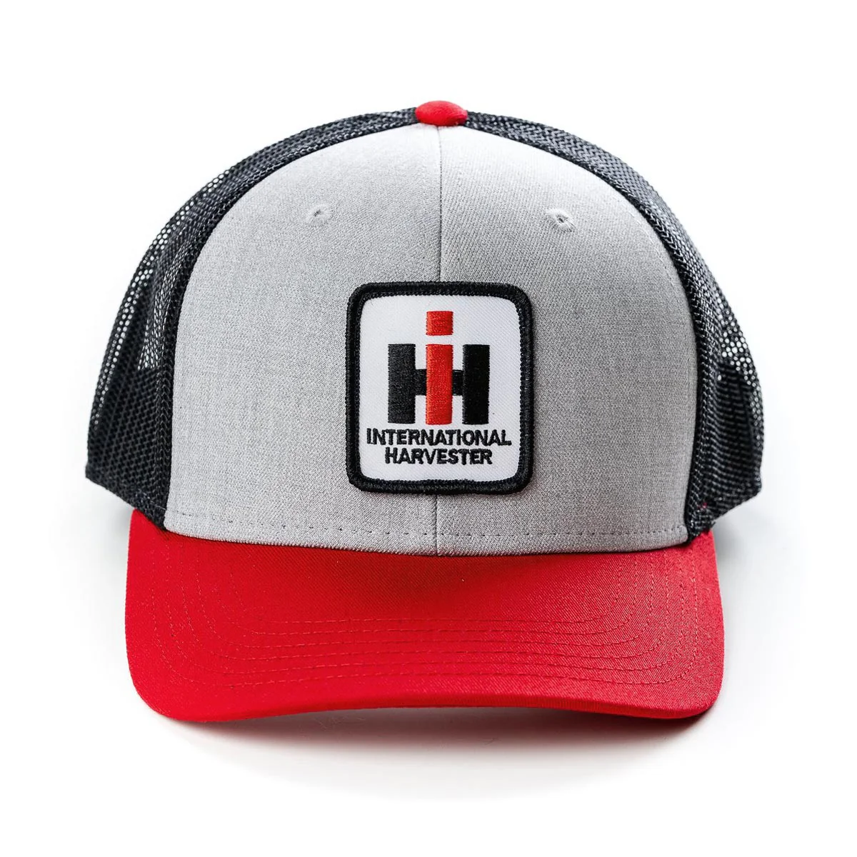 Heather Gray with Red Brim and Black Mesh IH Logo Hat - Image 2