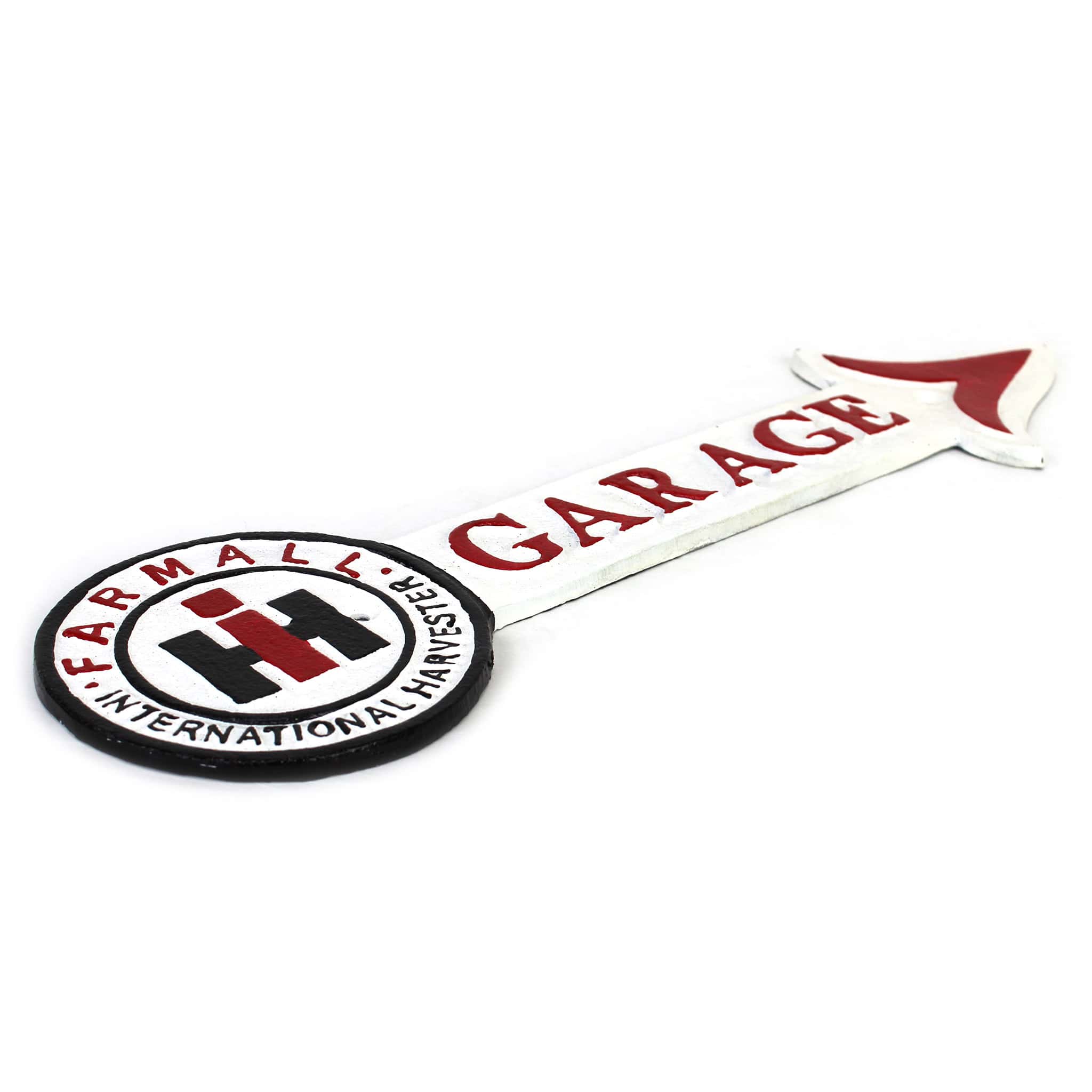 IH Farmall Cast Iron 17in x 5.5in Garage Arrow Sign - Image 2