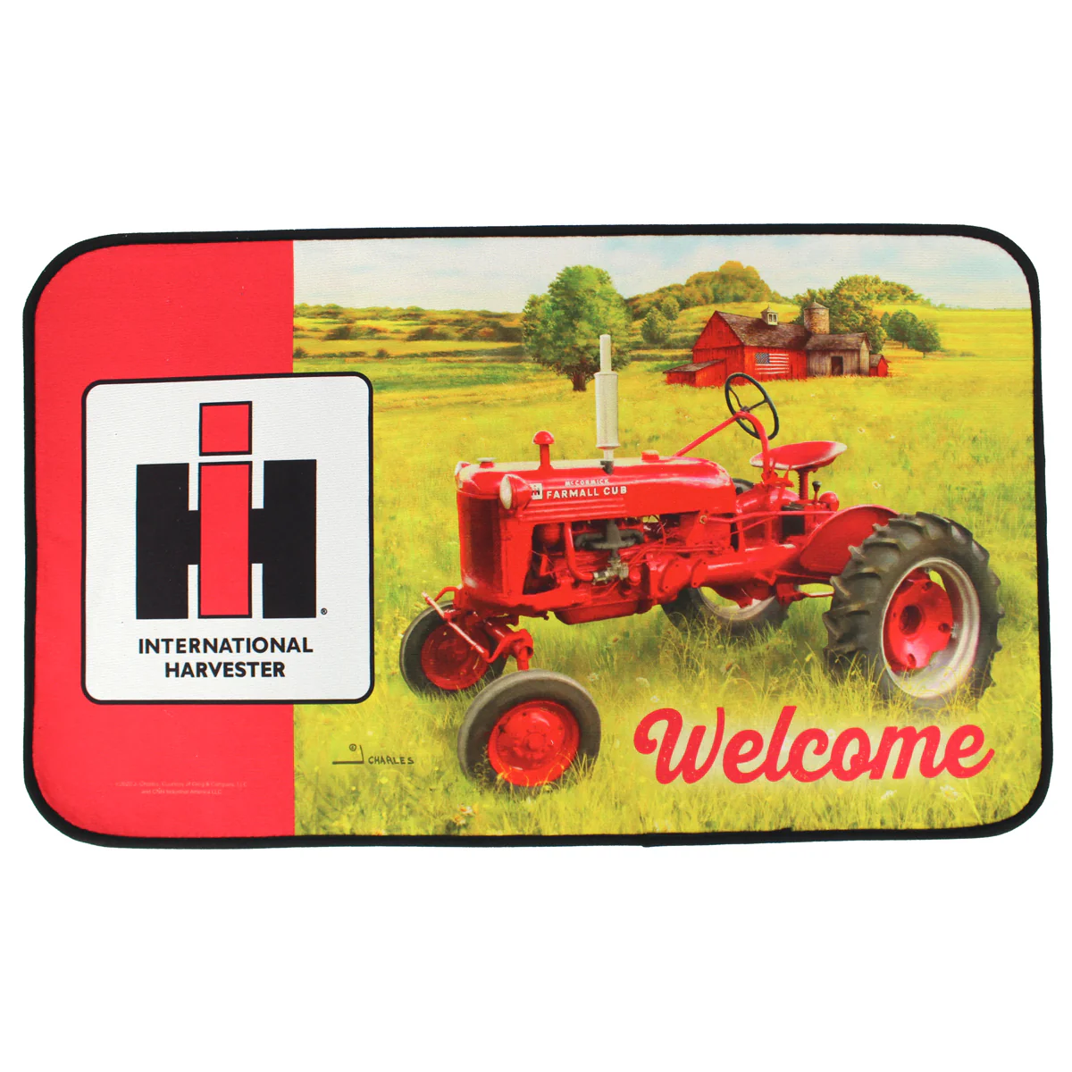 IH Farmall Cub Tractor in Field Scene Welcome Mat, 30in x 17.75in