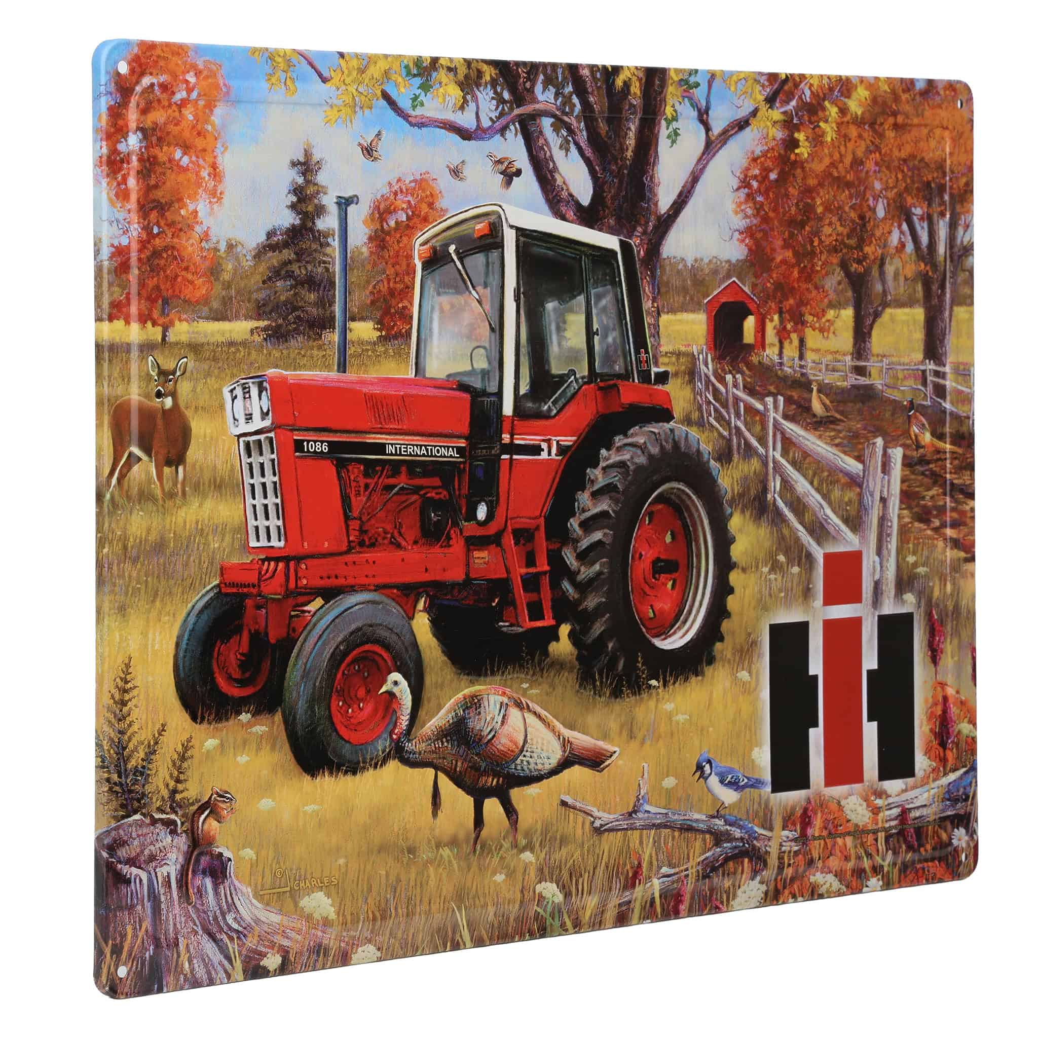 IH International 1086 Cab Tractor with Wildlife Embossed Metal Sign, 16.75in x 12in - Image 2