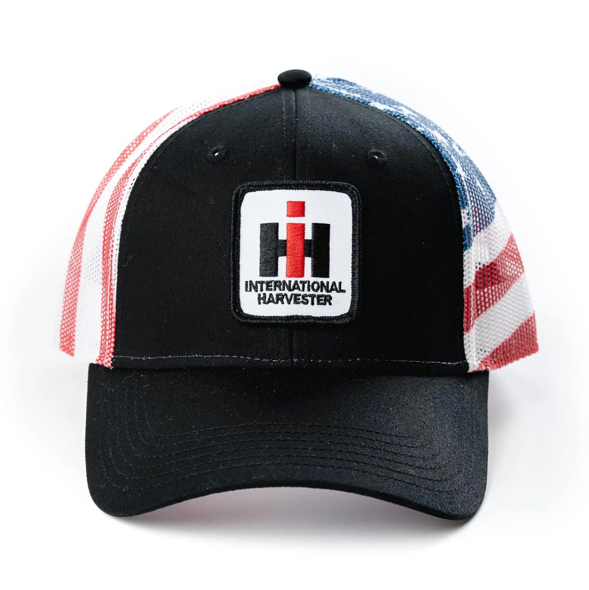 IH Logo Black Hat with US Flag Mesh Back - Image 3