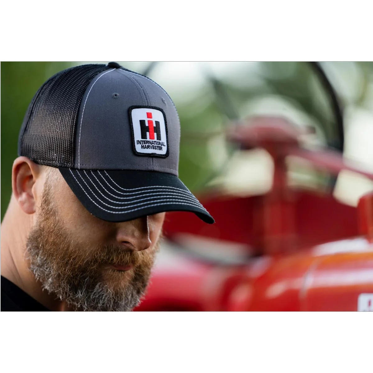 IH Logo Gray & Black Mesh Back Hat - Image 4