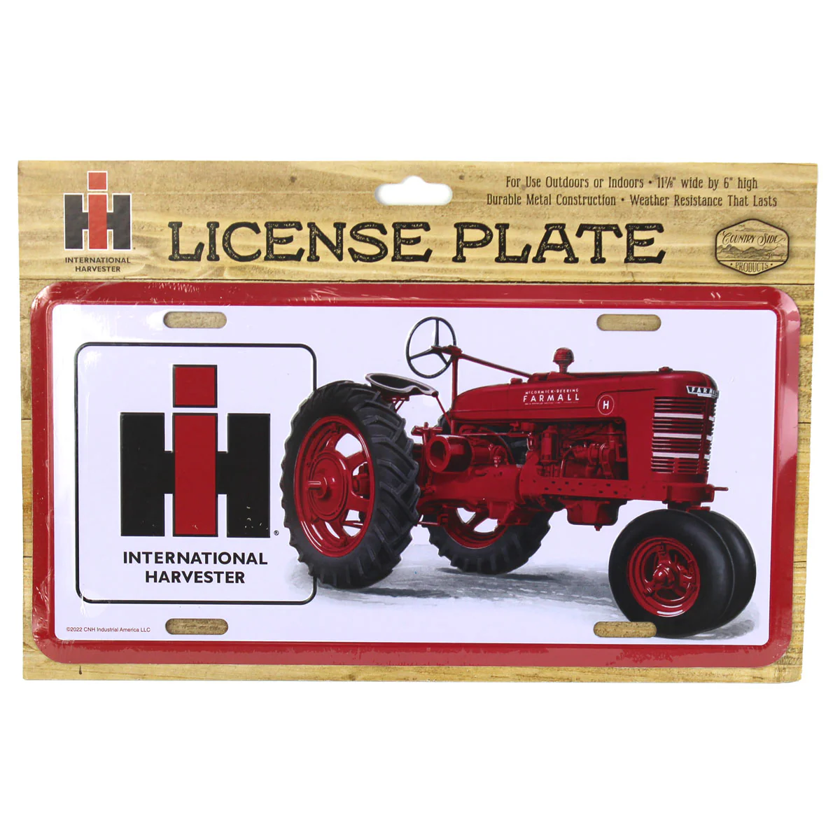 IH Logo with IH Farmall H Tractor Metal License Plate, 11.875in x 6in - Image 2