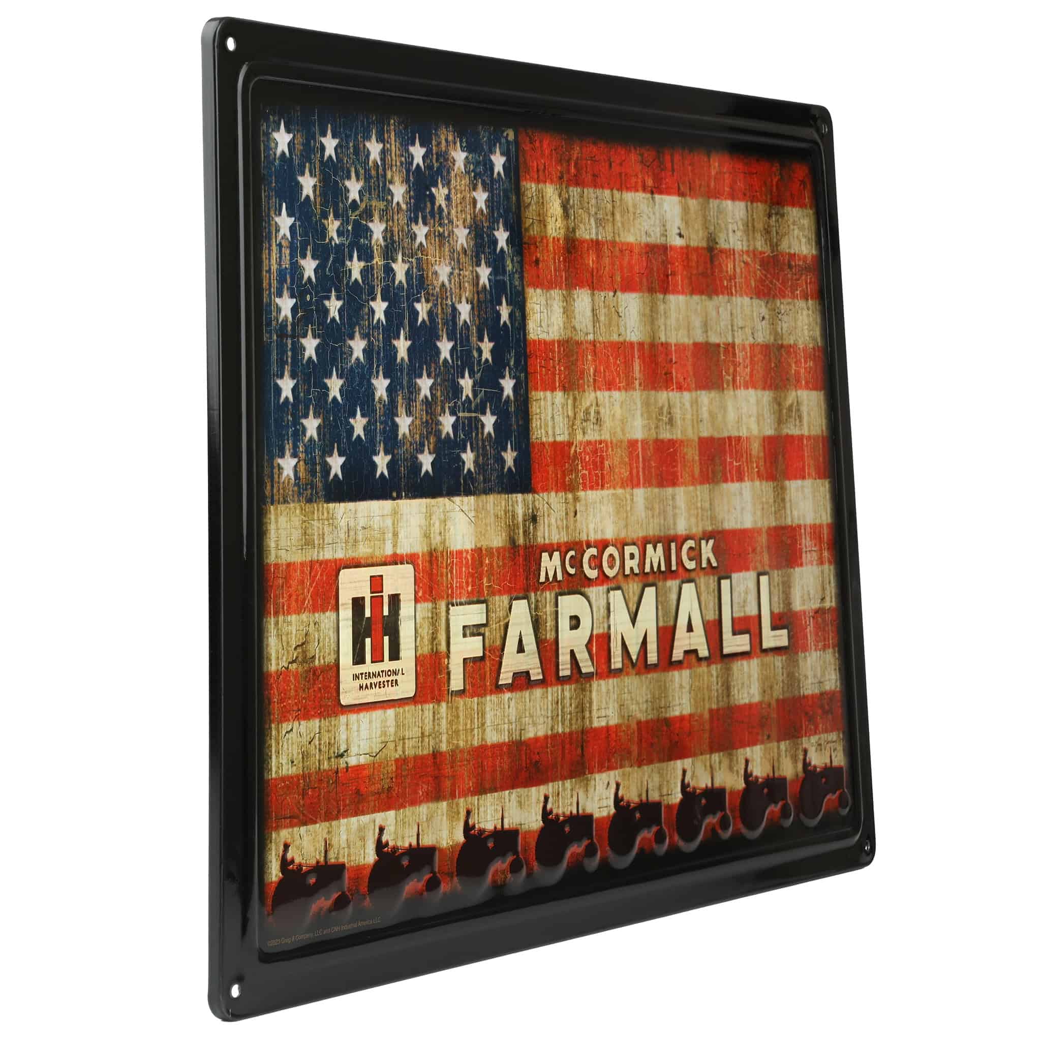IH McCormick Farmall USA Flag Tin Sign, 17in x 12in - Image 2