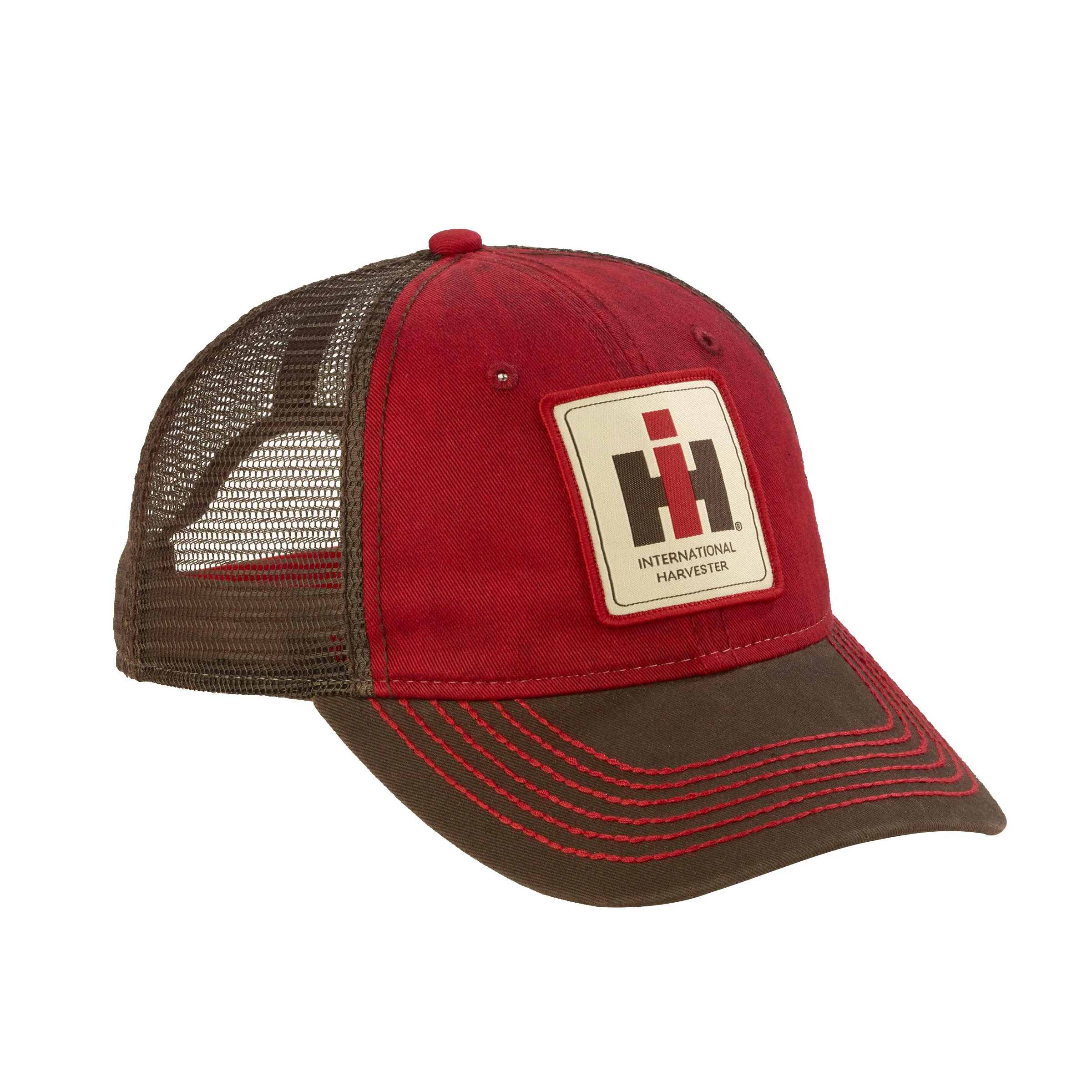 IH Patch Logo Red & Brown Cap with Mesh Back & Weathered Appearance