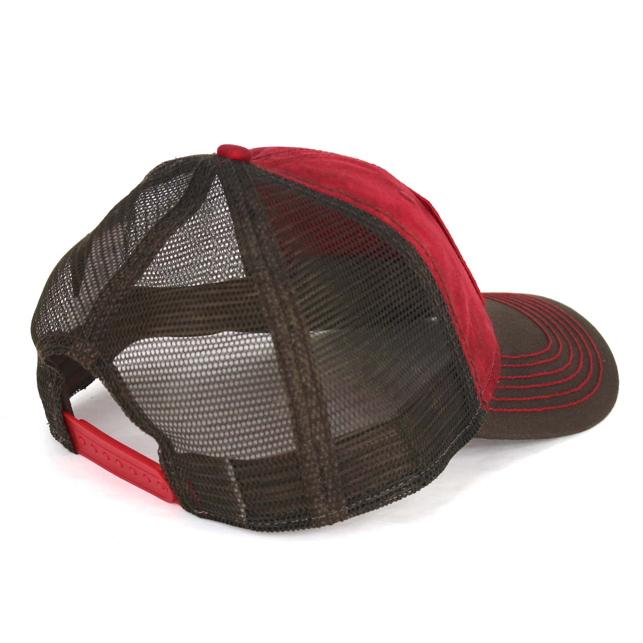 IH Patch Logo Red & Brown Cap with Mesh Back & Weathered Appearance - Image 3
