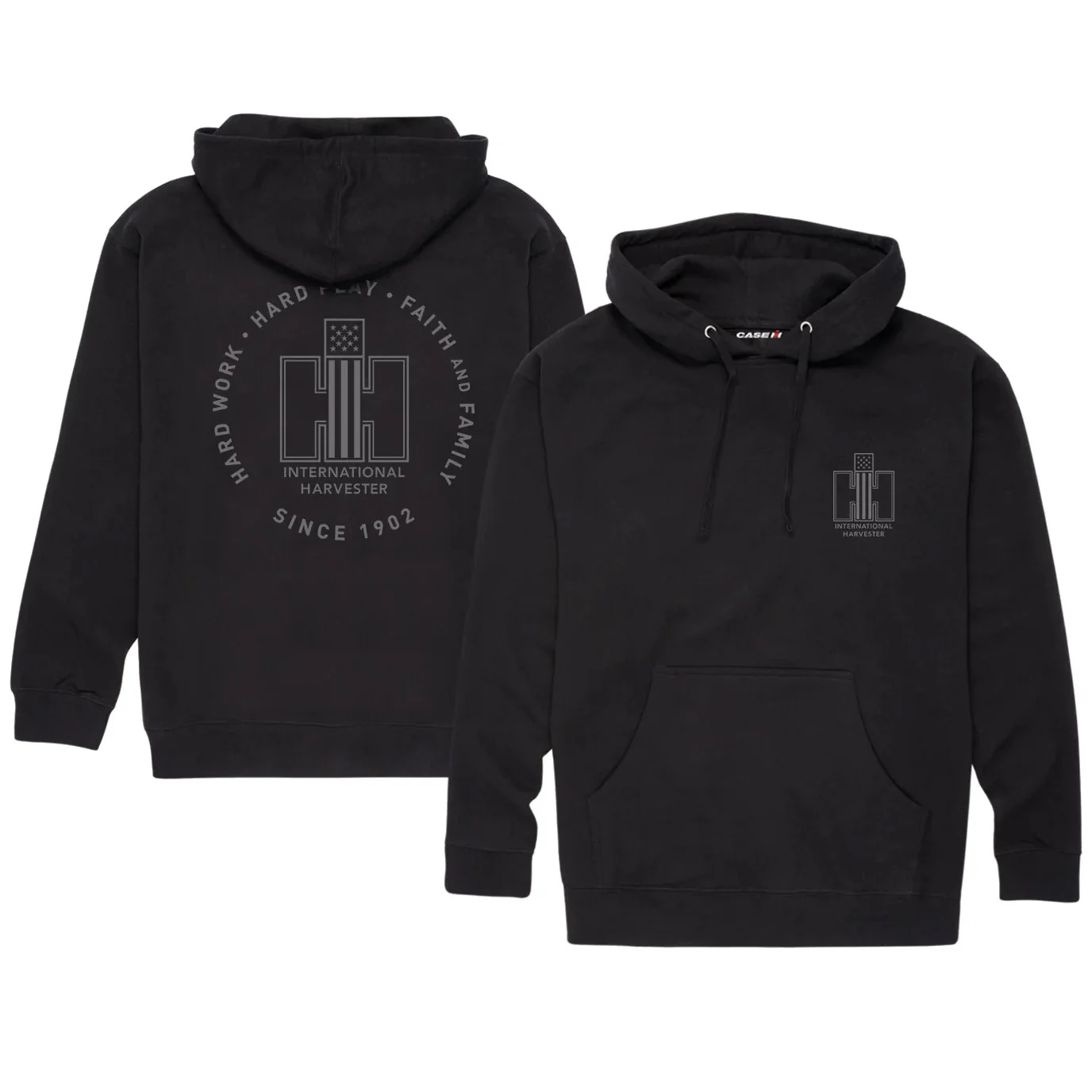 IH Patriotic Logo Hard Work Hard Play Faith & Family Men's Hooded Sweatshirt - Image 2
