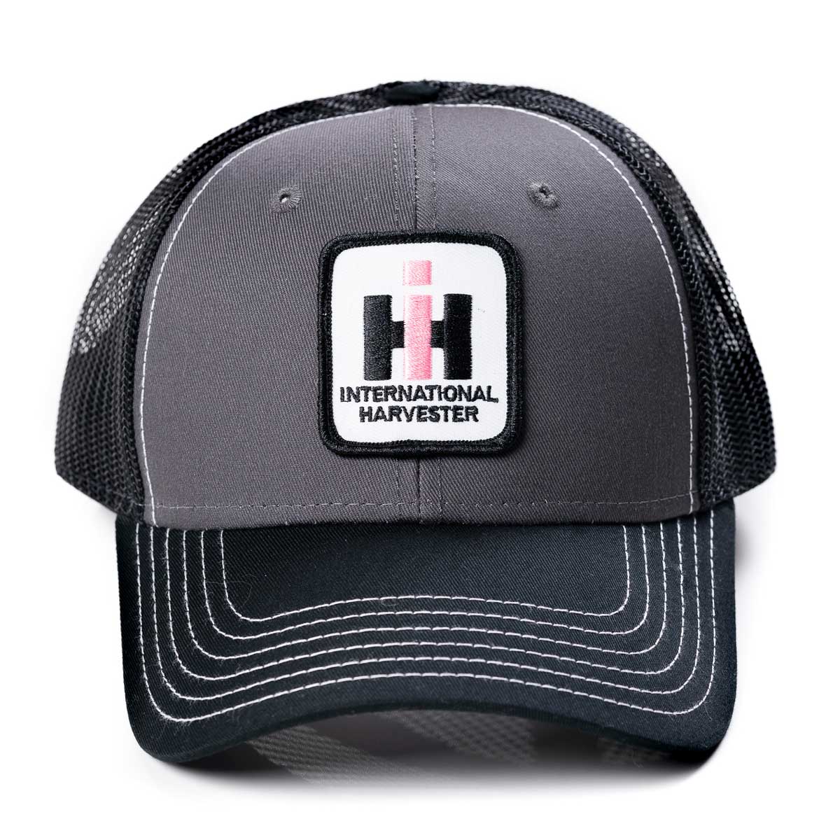 IH Stitched Logo Gray with Black Mesh Back Hat - Image 2