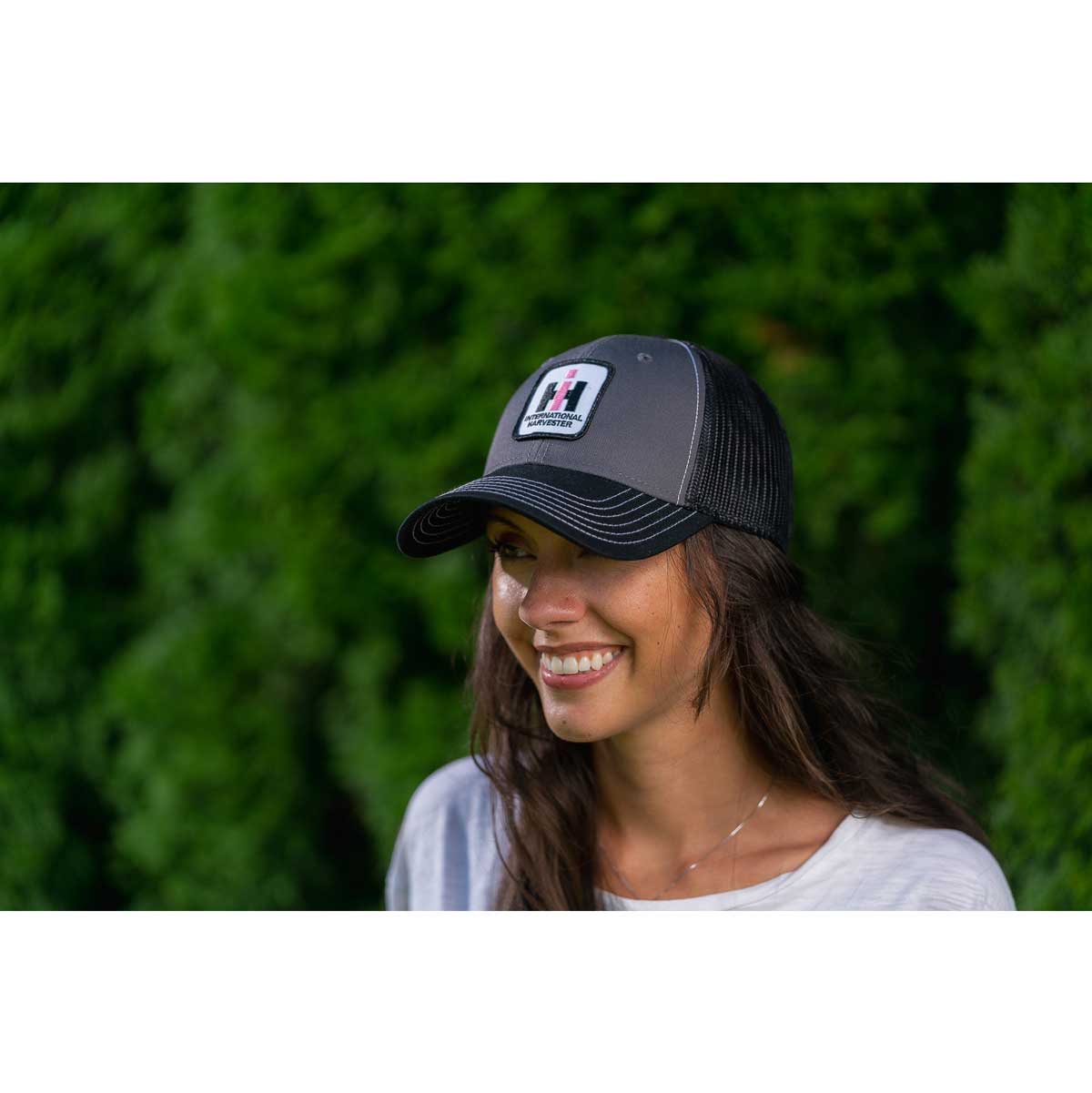 IH Stitched Logo Gray with Black Mesh Back Hat - Image 3