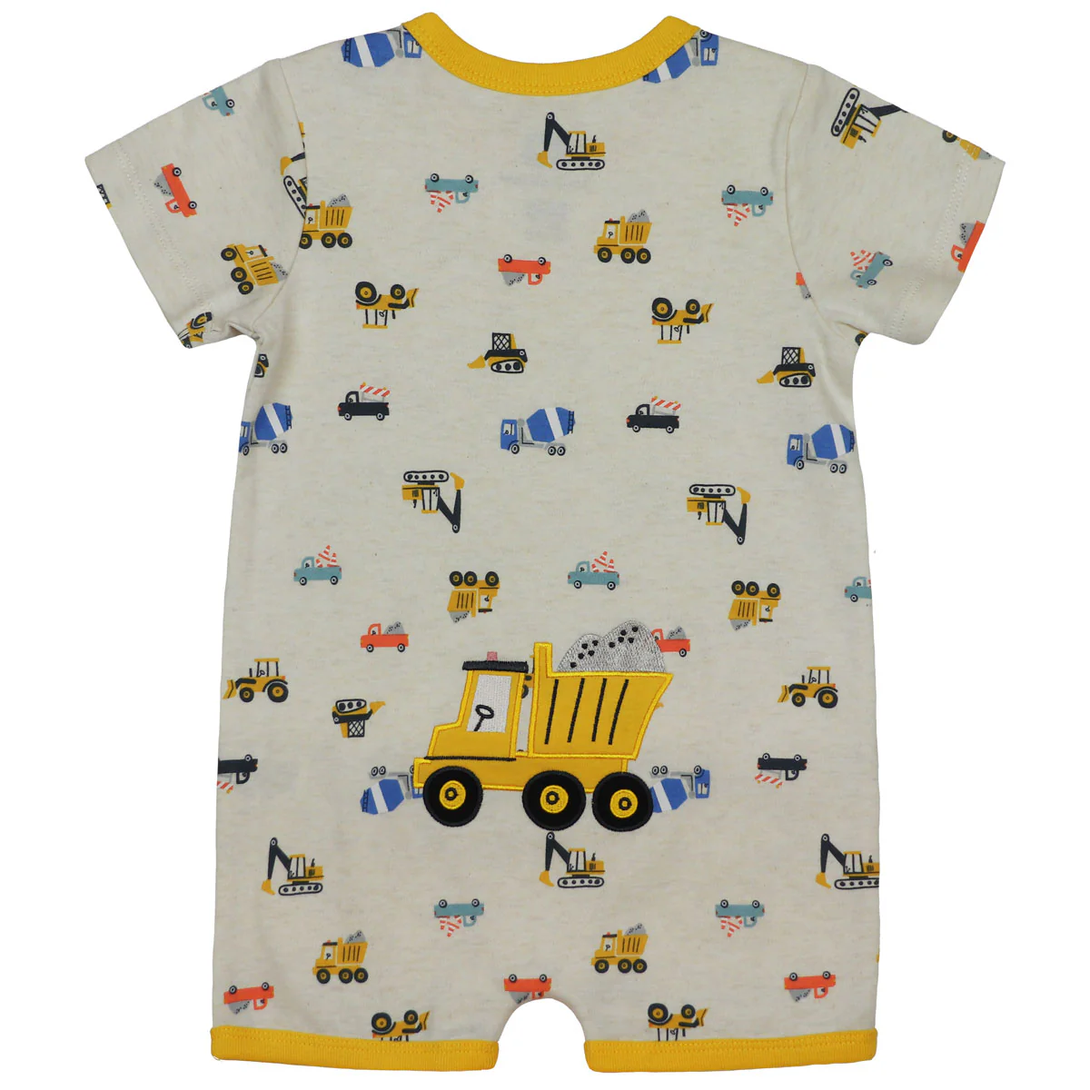 Infant John Deere Construction Yellow Dump Truck Romper Short Sleeve Onesy - Image 2