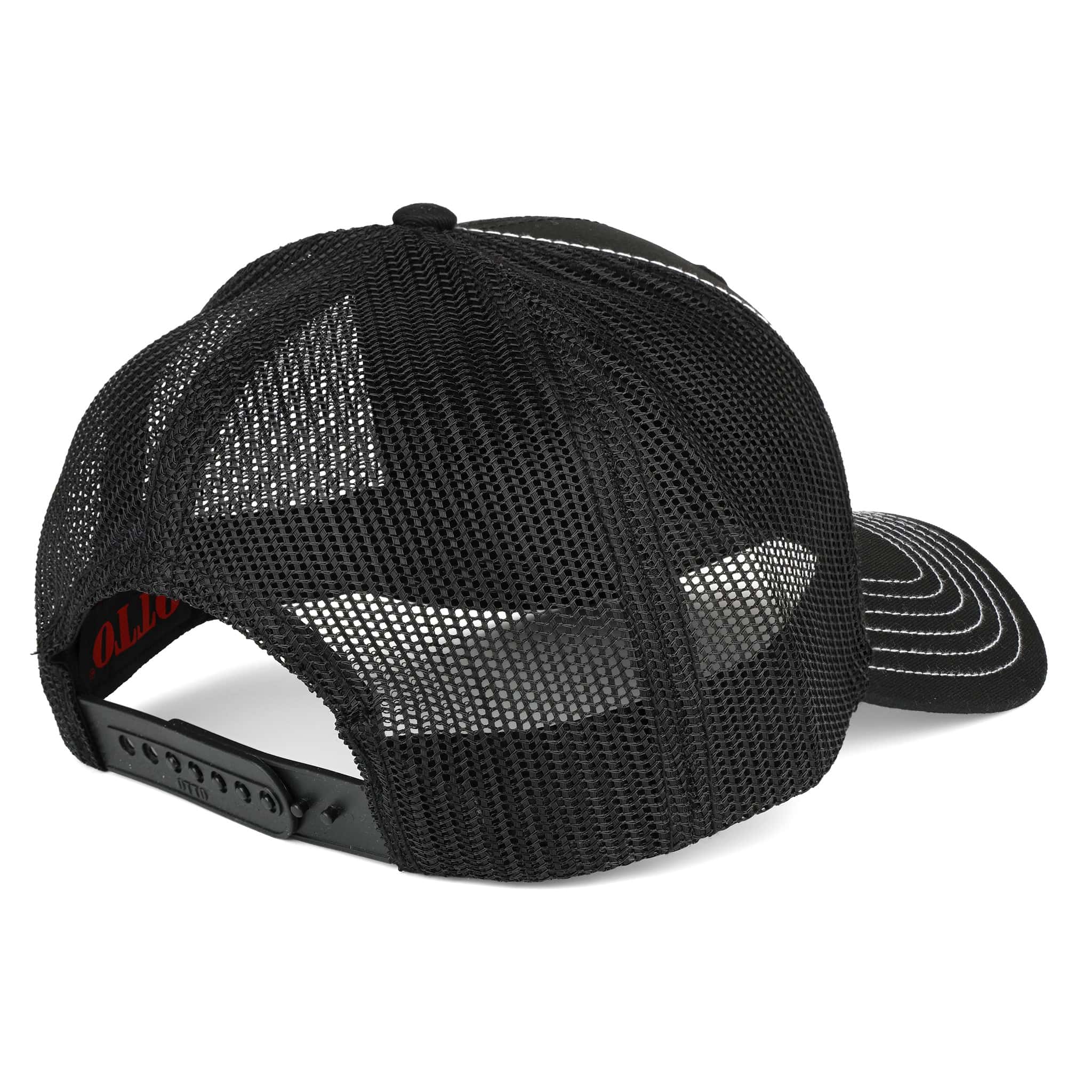 International Harvester Logo Black Mesh Back Hat with White Stitching - Image 3