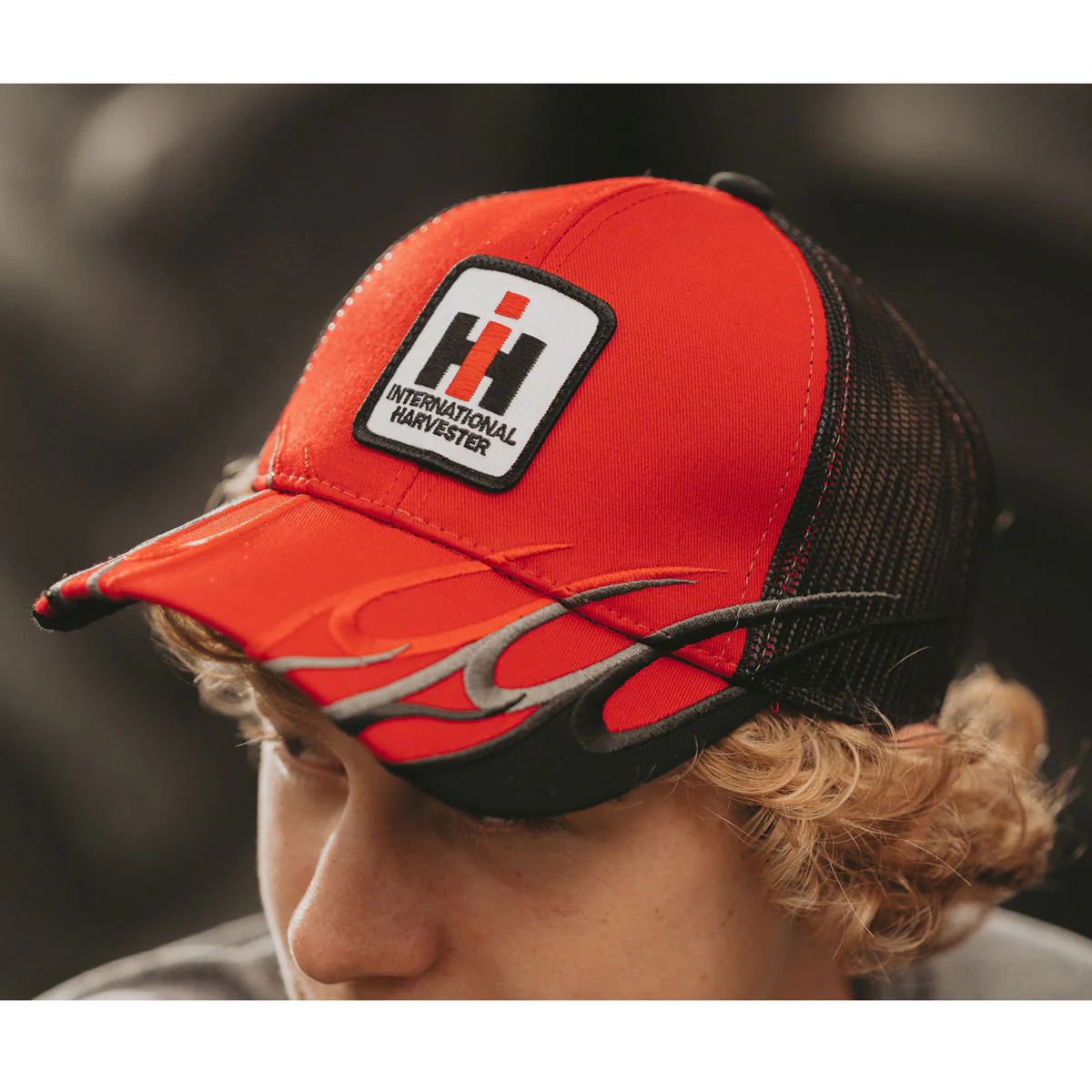 International Harvester Red & Black Flame Mesh Back Hat - Image 3