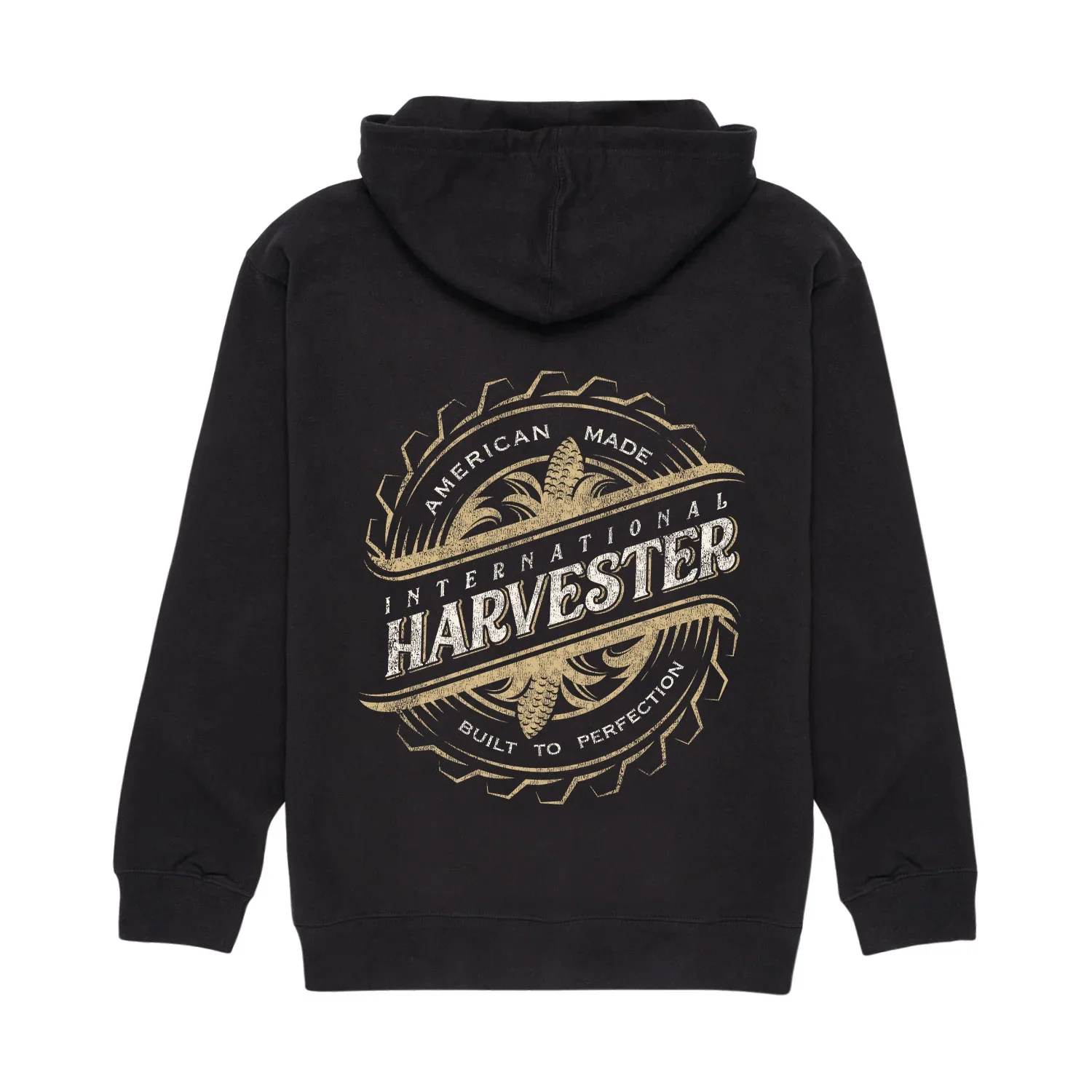 International Harvester Vintage Style Black Hooded Sweatshirt - Image 3