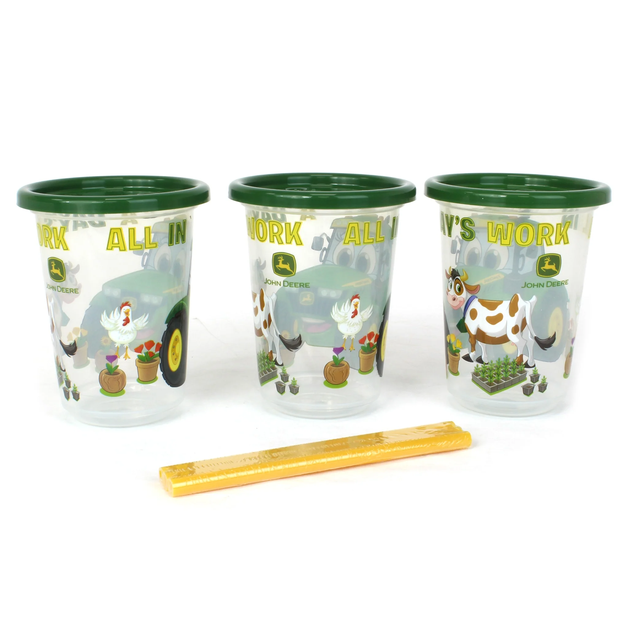 John Deere 10oz Spill Proof Straw Cup 3 Pack by ERTL - Image 2