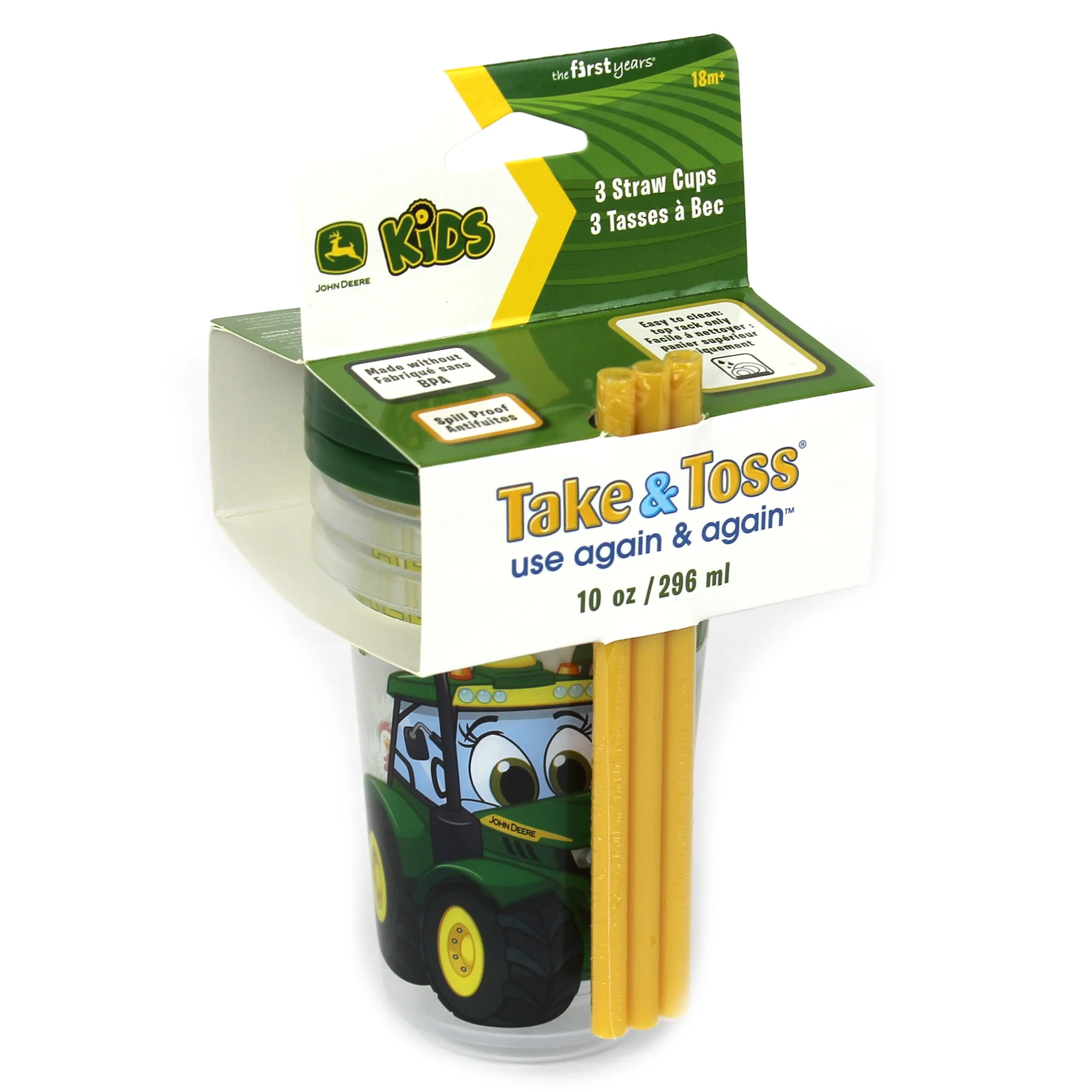 John Deere 10oz Spill Proof Straw Cup 3 Pack by ERTL - Image 3