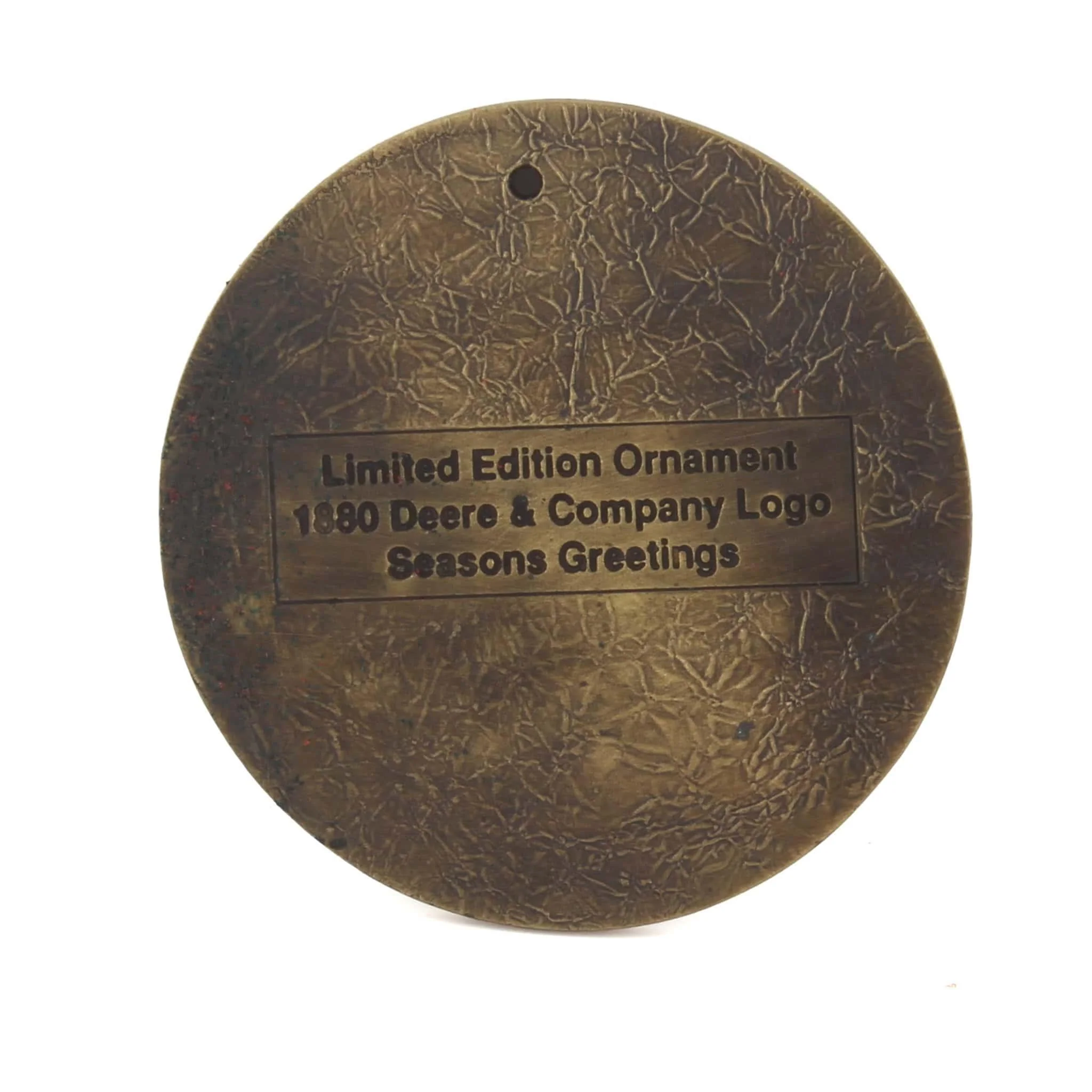 1995 John Deere Christmas Ornament, 1880 Company Logo, 2.5in Antique Brass - Image 2