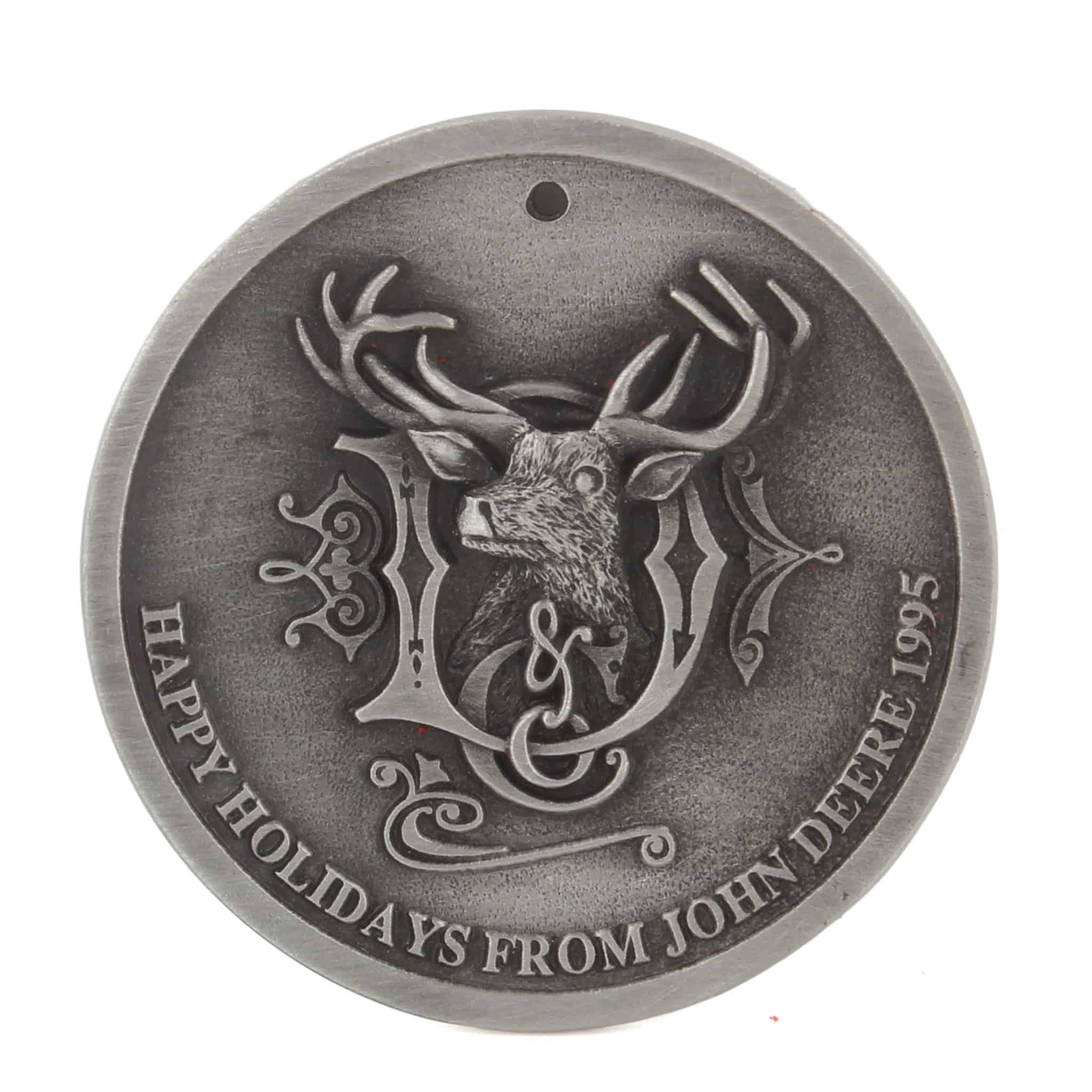 John Deere 1880 Company Logo, 2.5 Inch Round Pewter 1995 Christmas Ornament