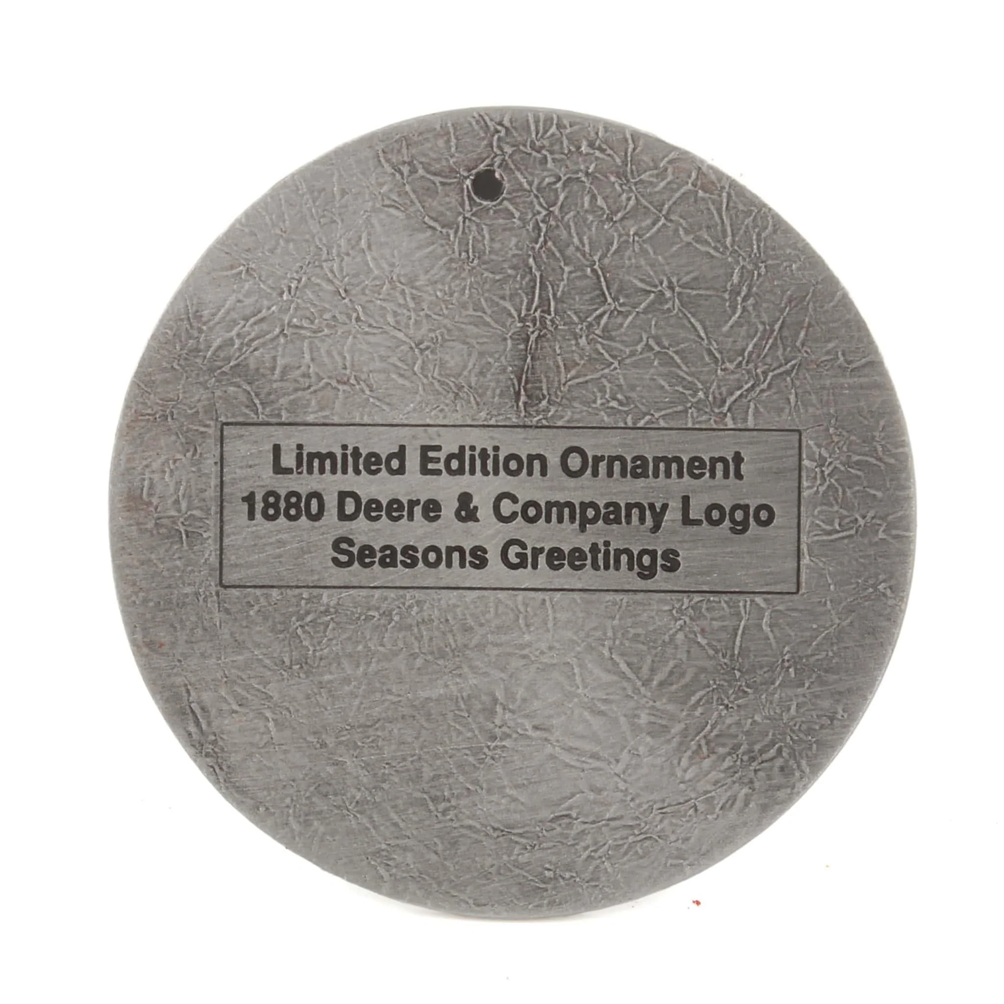 John Deere 1880 Company Logo, 2.5 Inch Round Pewter 1995 Christmas Ornament - Image 2