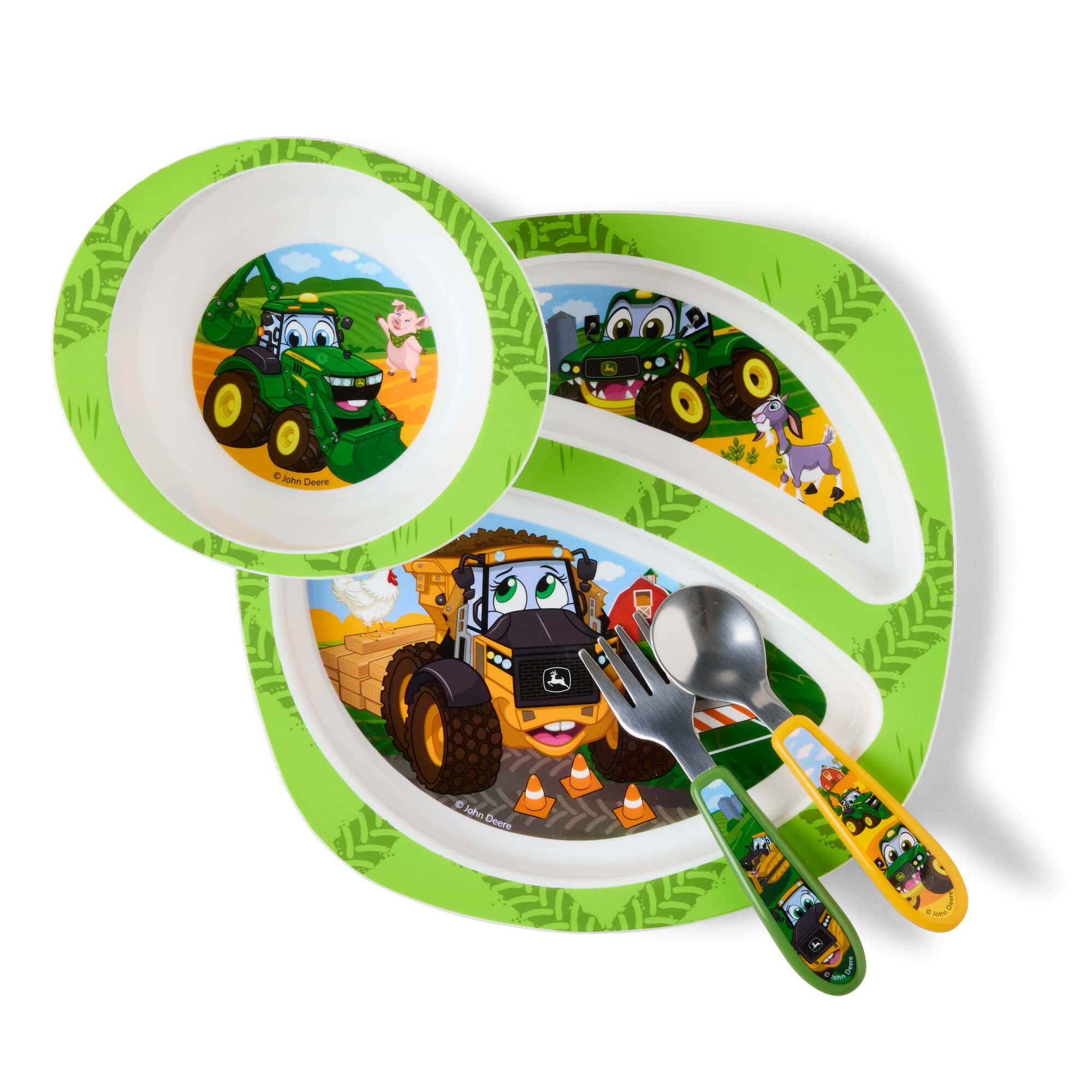 John Deere Kids Dish Set with Plate, Bowl, Fork & Spoon by ERTL - Image 2